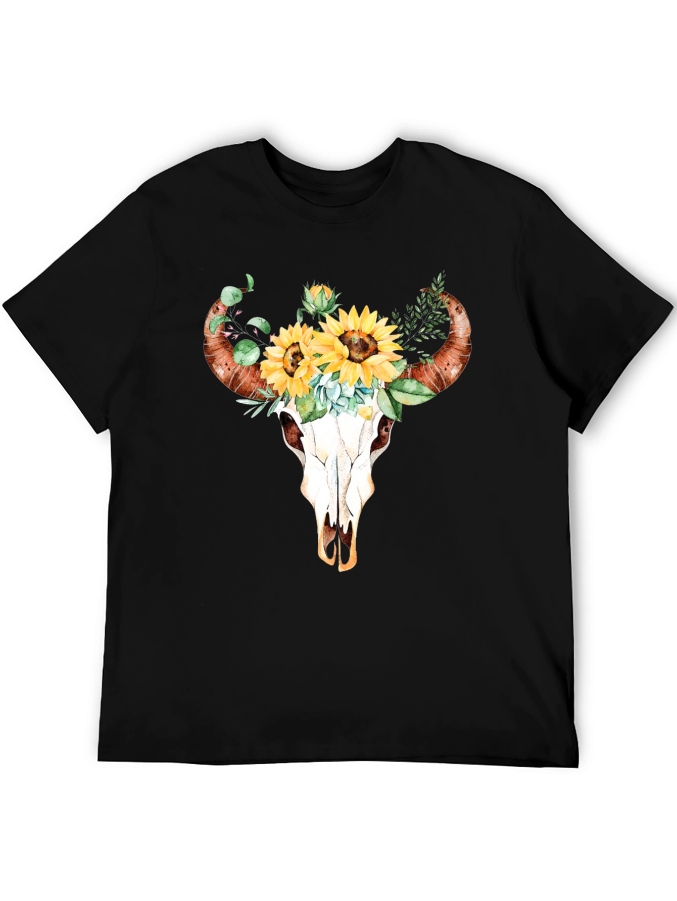 Bull Skull & Sunflower Graphic Tee