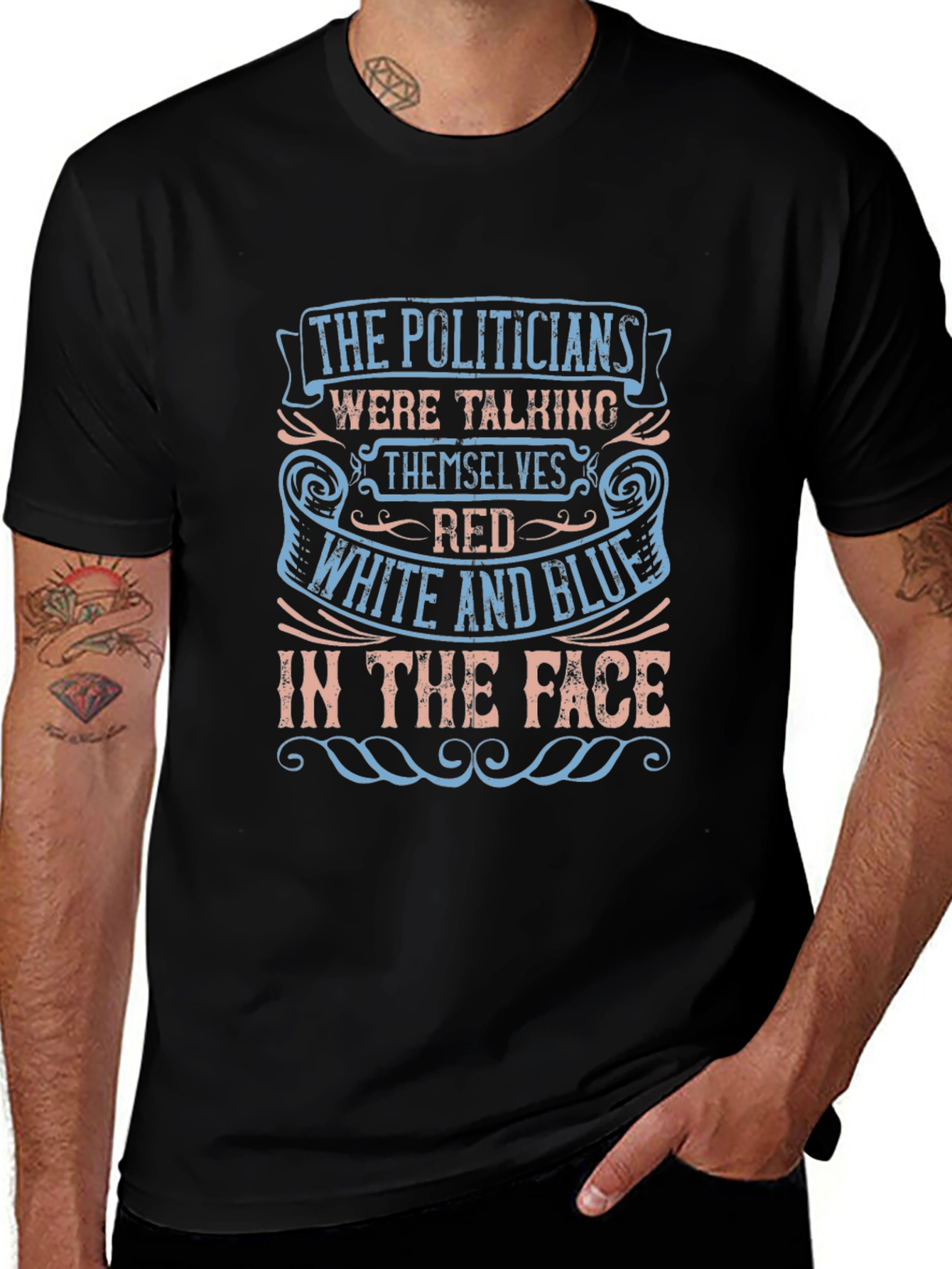 Political Slogan Graphic Tee - Black