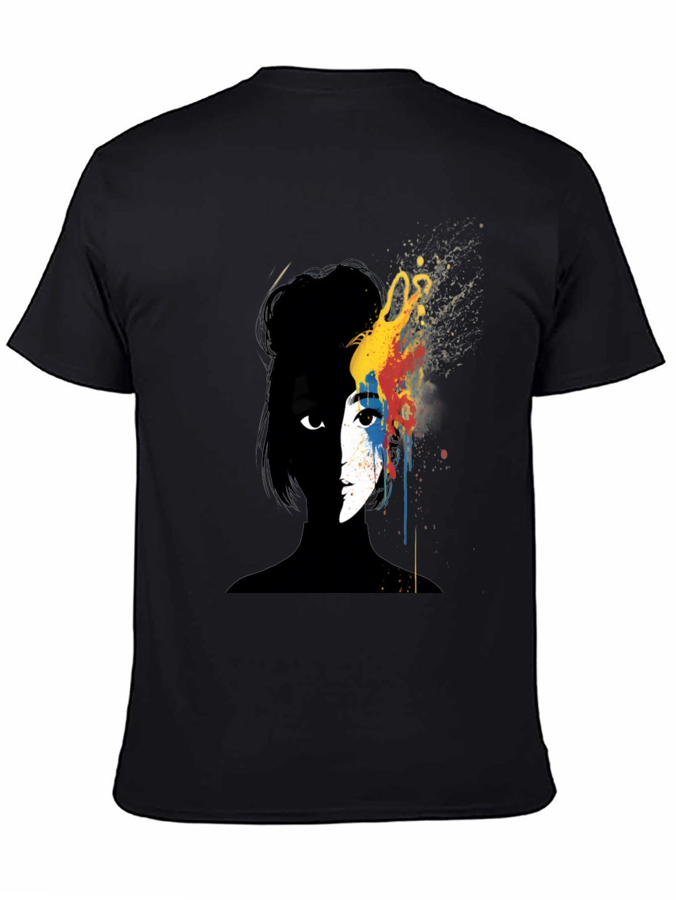 Abstract Woman Graphic Tee - Artsy Black T-Shirt
