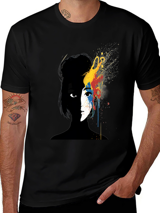 Abstract Woman Graphic Tee - Artsy Black T-Shirt