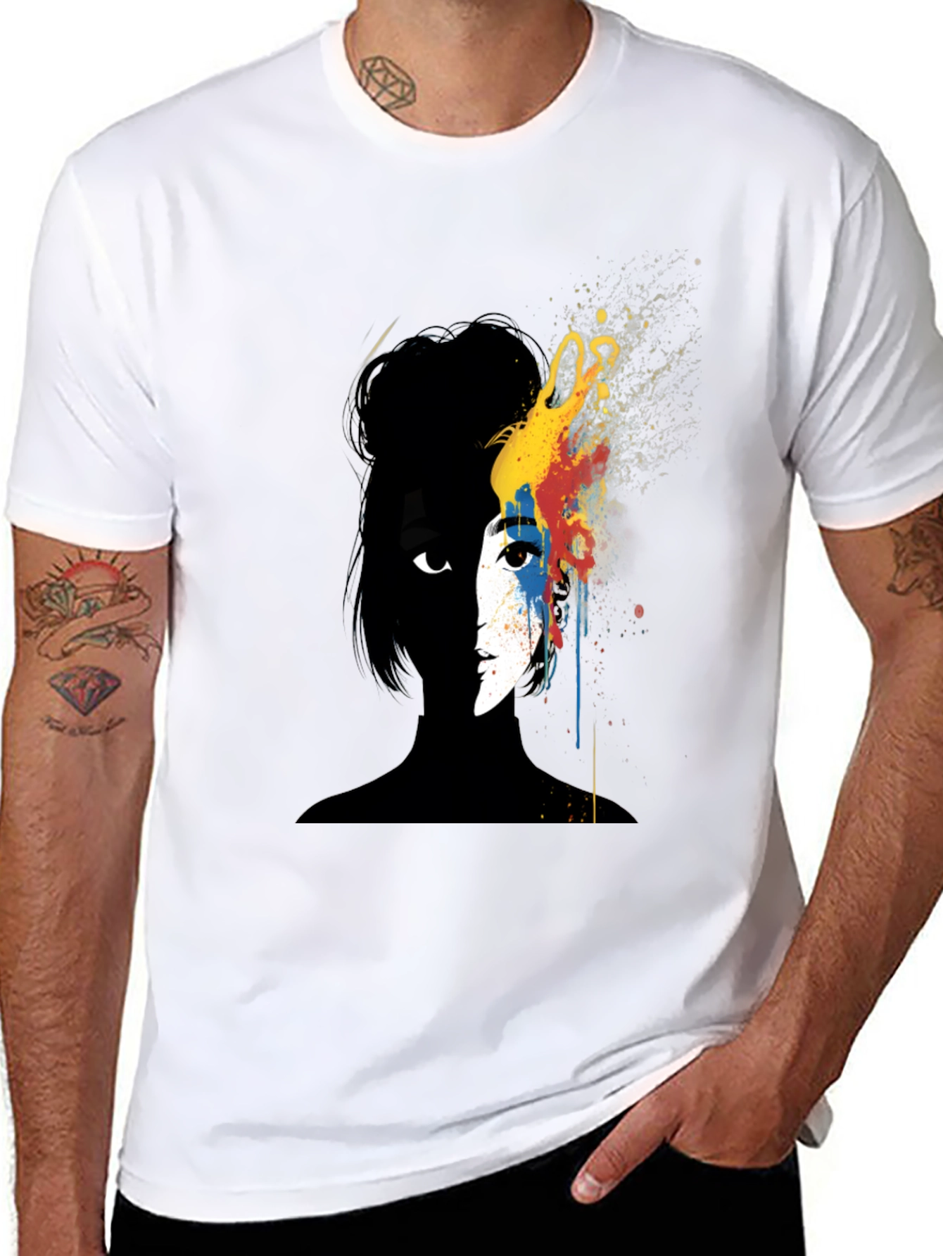 Abstract Woman Graphic Tee - Artsy Black T-Shirt