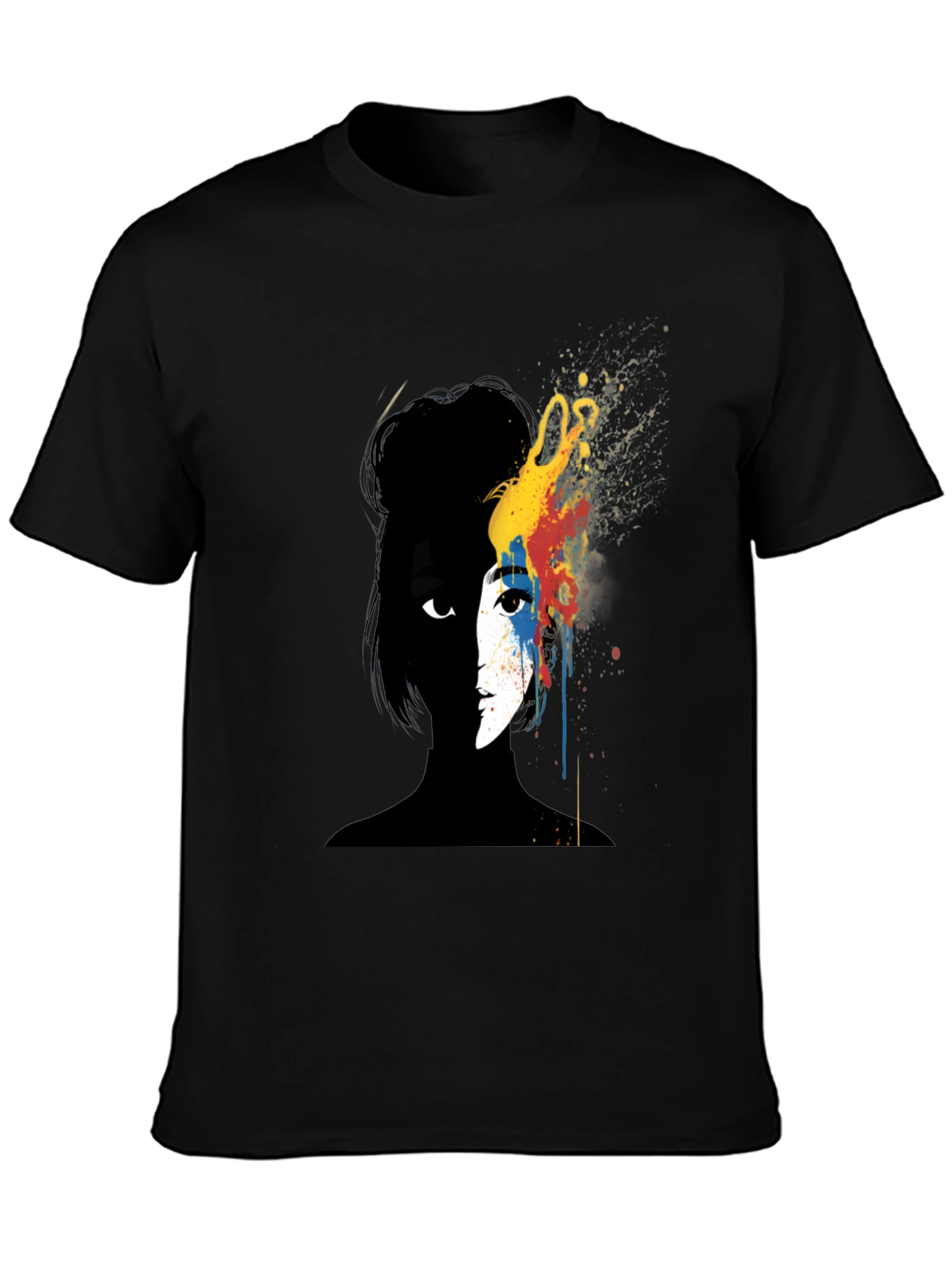 Abstract Woman Graphic Tee - Artsy Black T-Shirt