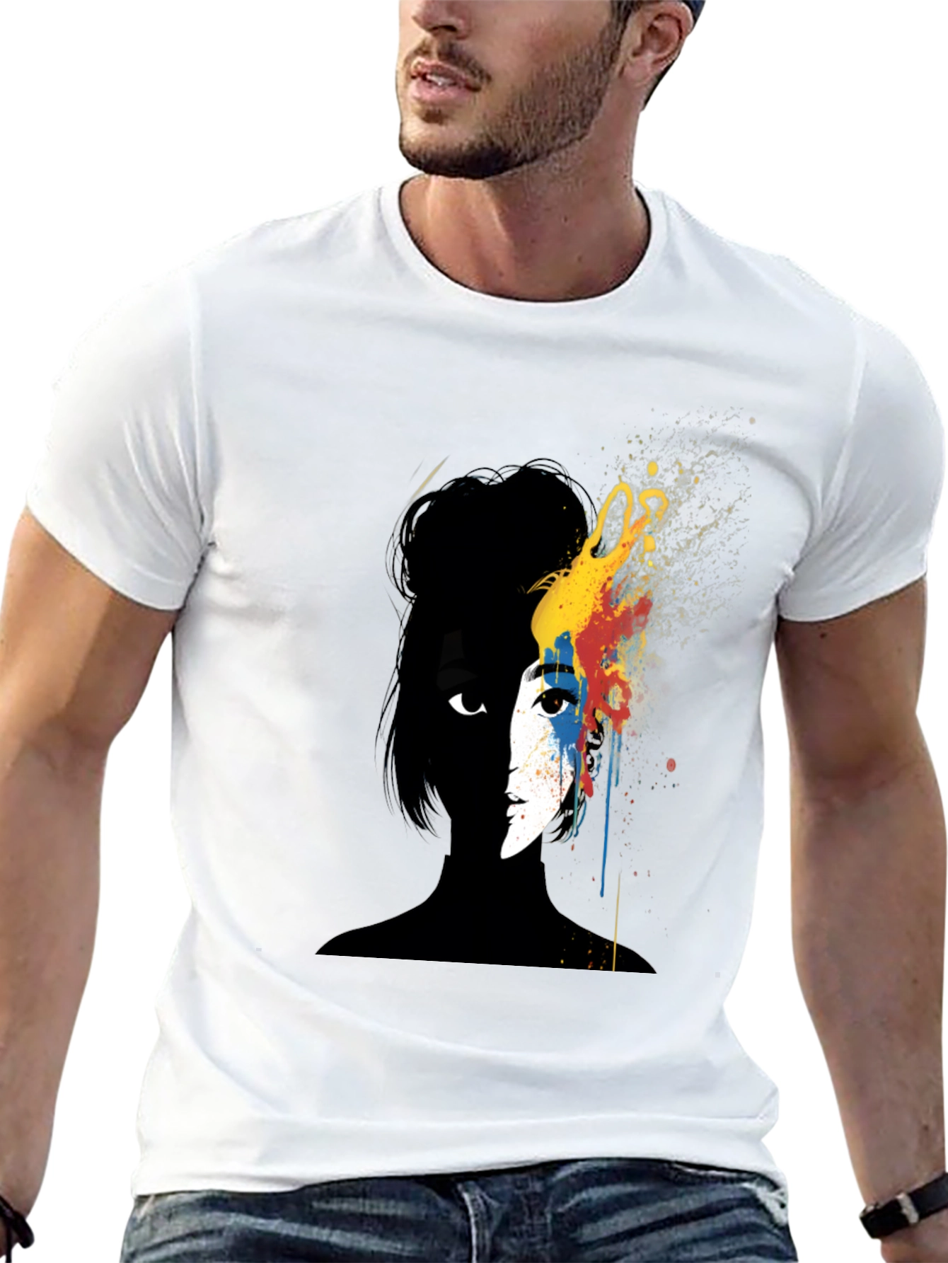 Abstract Woman Graphic Tee - Artsy Black T-Shirt