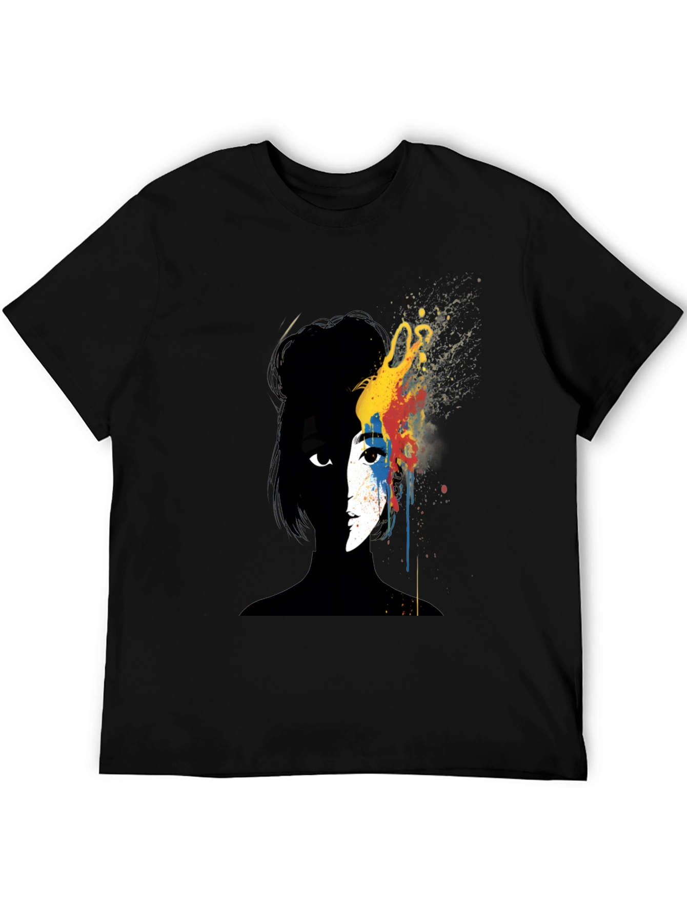 Abstract Woman Graphic Tee - Artsy Black T-Shirt
