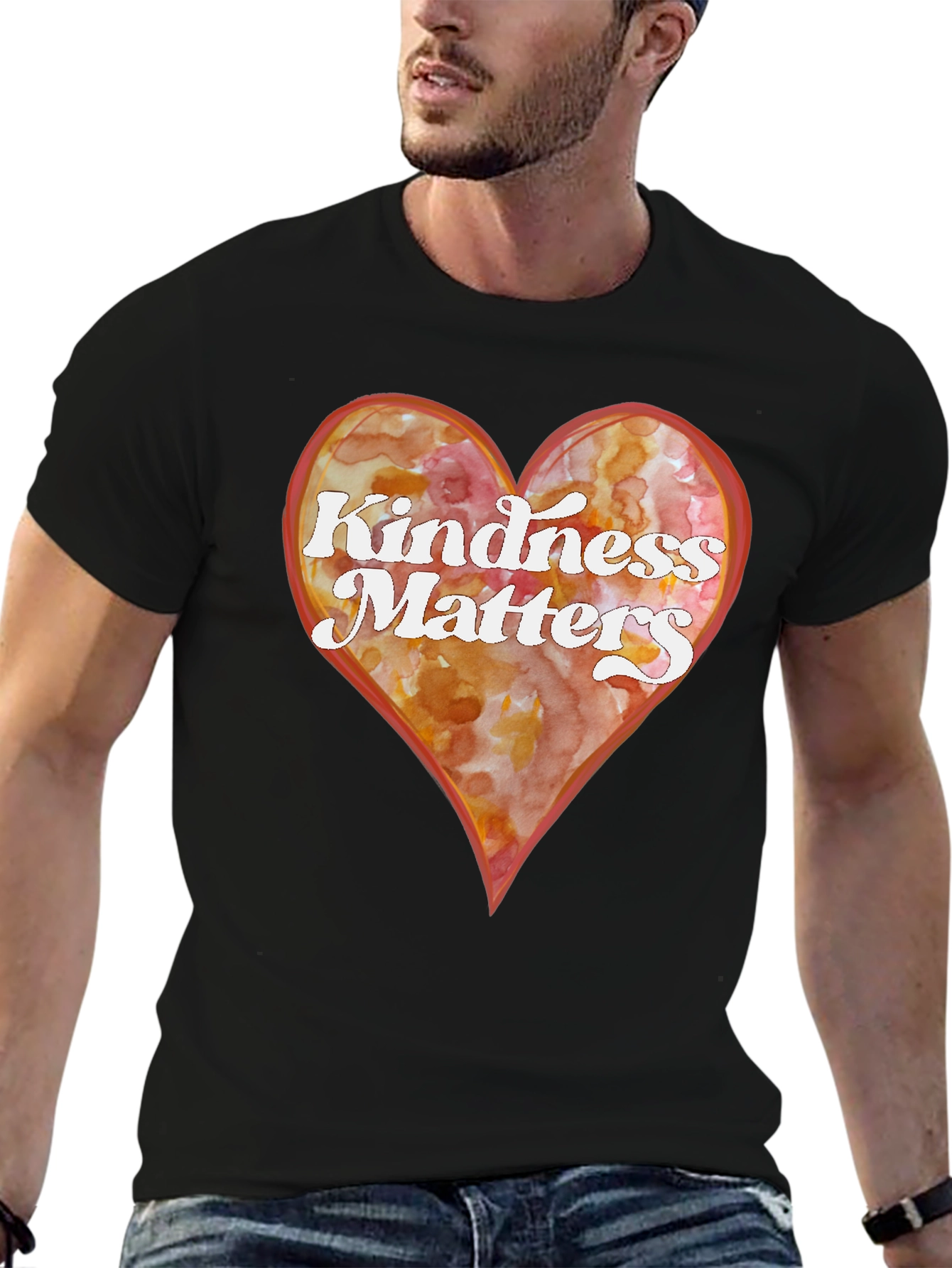 Kindness Matters Heart Graphic Tee - Black