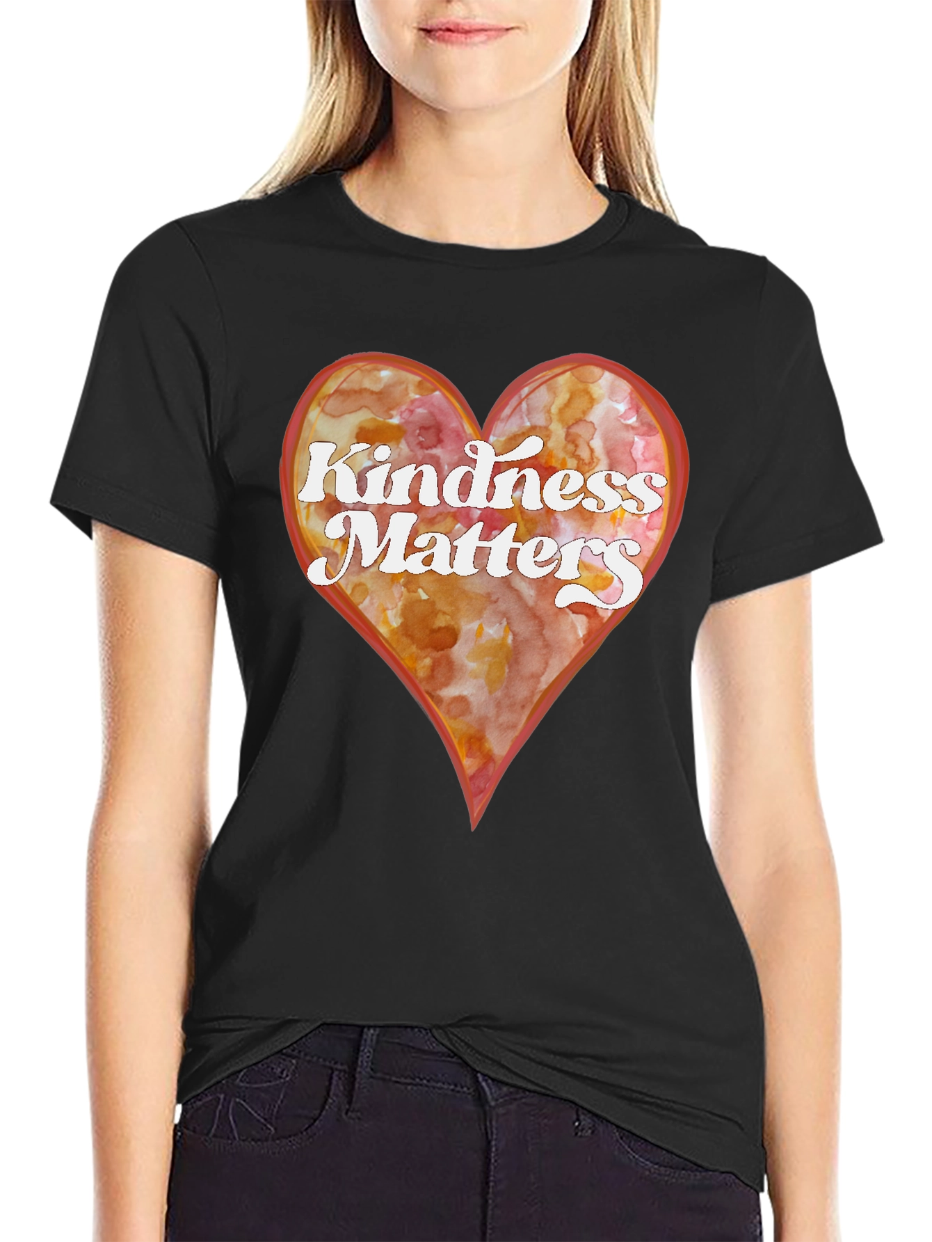 Kindness Matters Heart Graphic Tee - Black