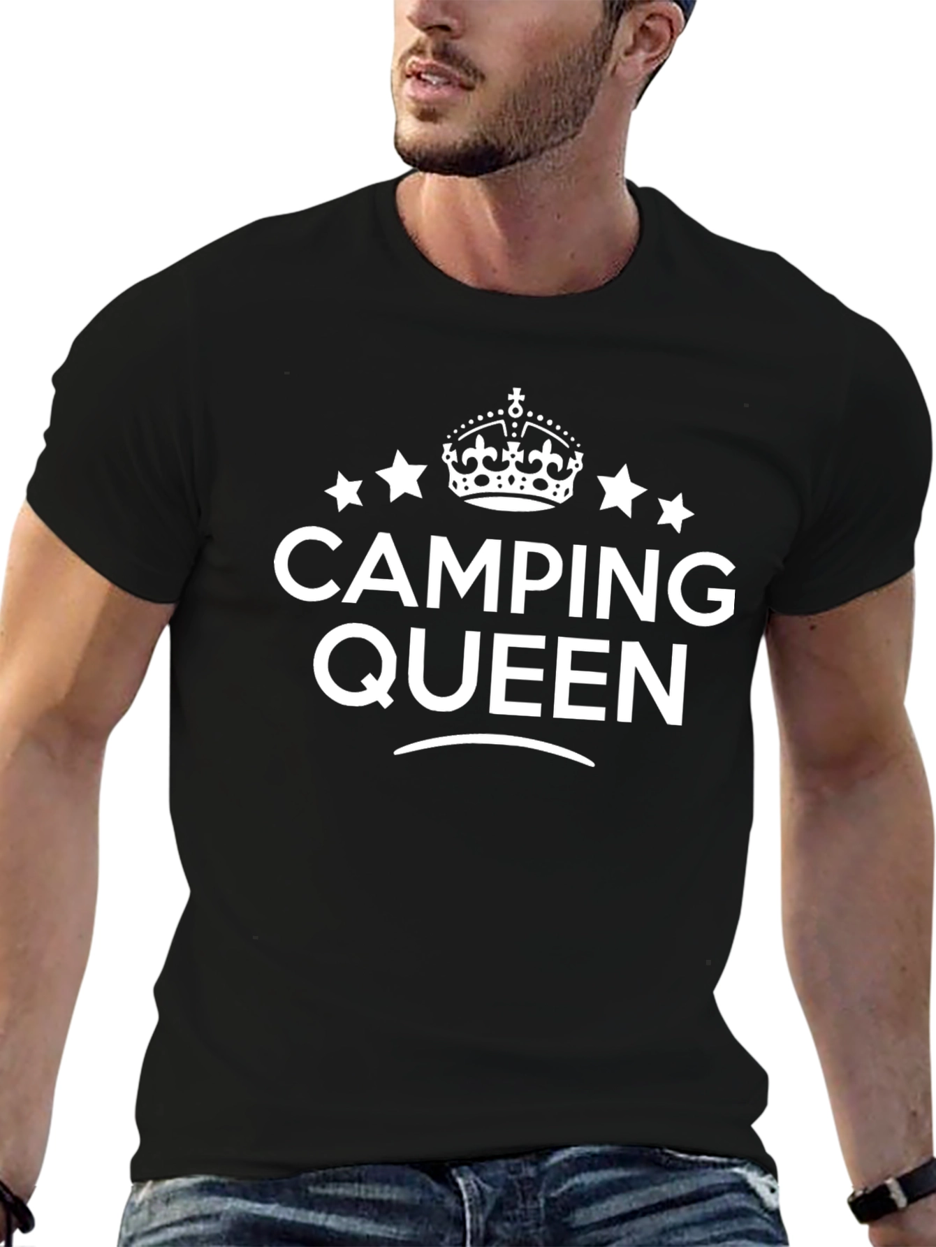 Camping Queen Black Graphic T-Shirt