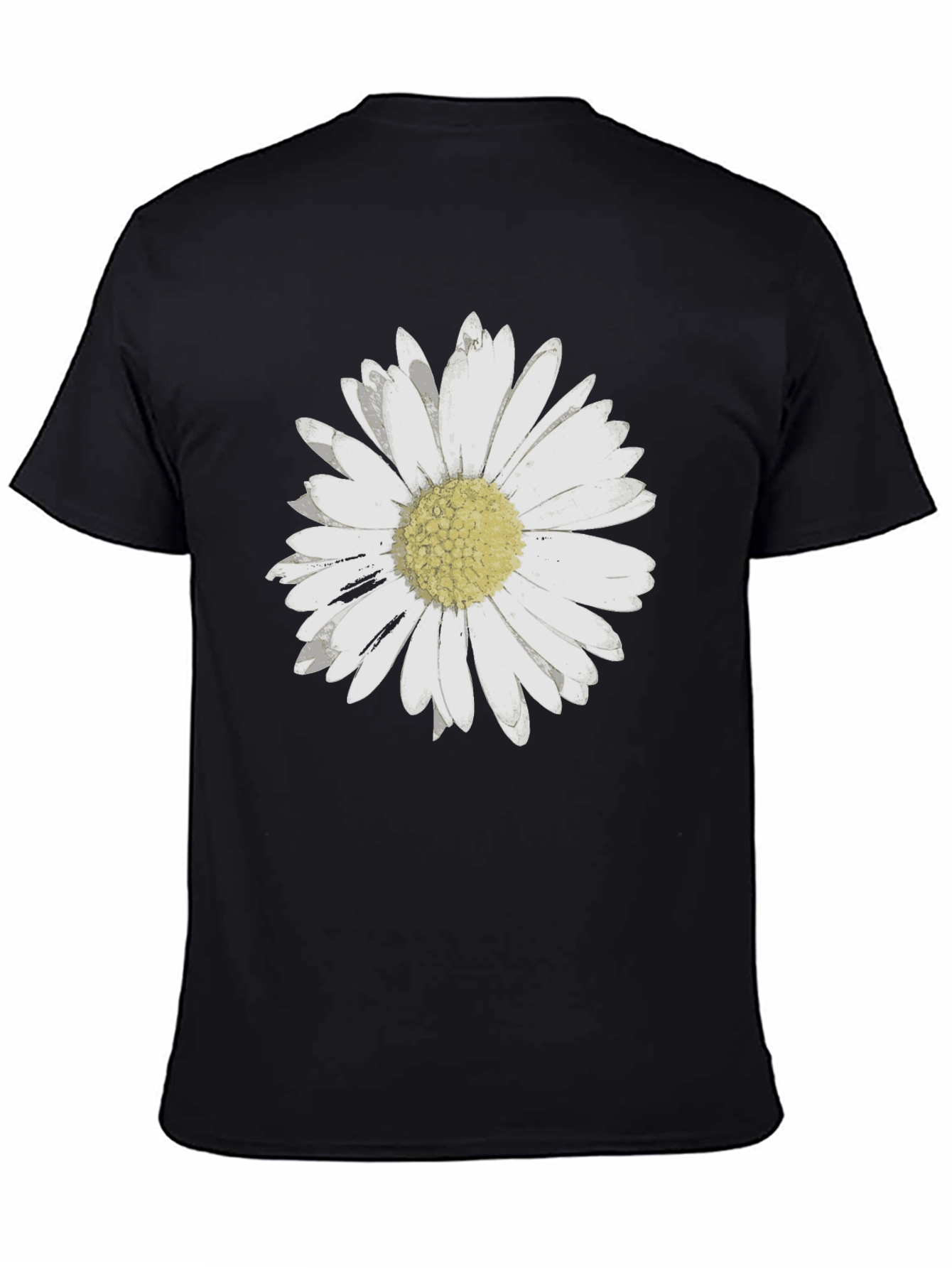 Daisy Flower Graphic Black T-Shirt