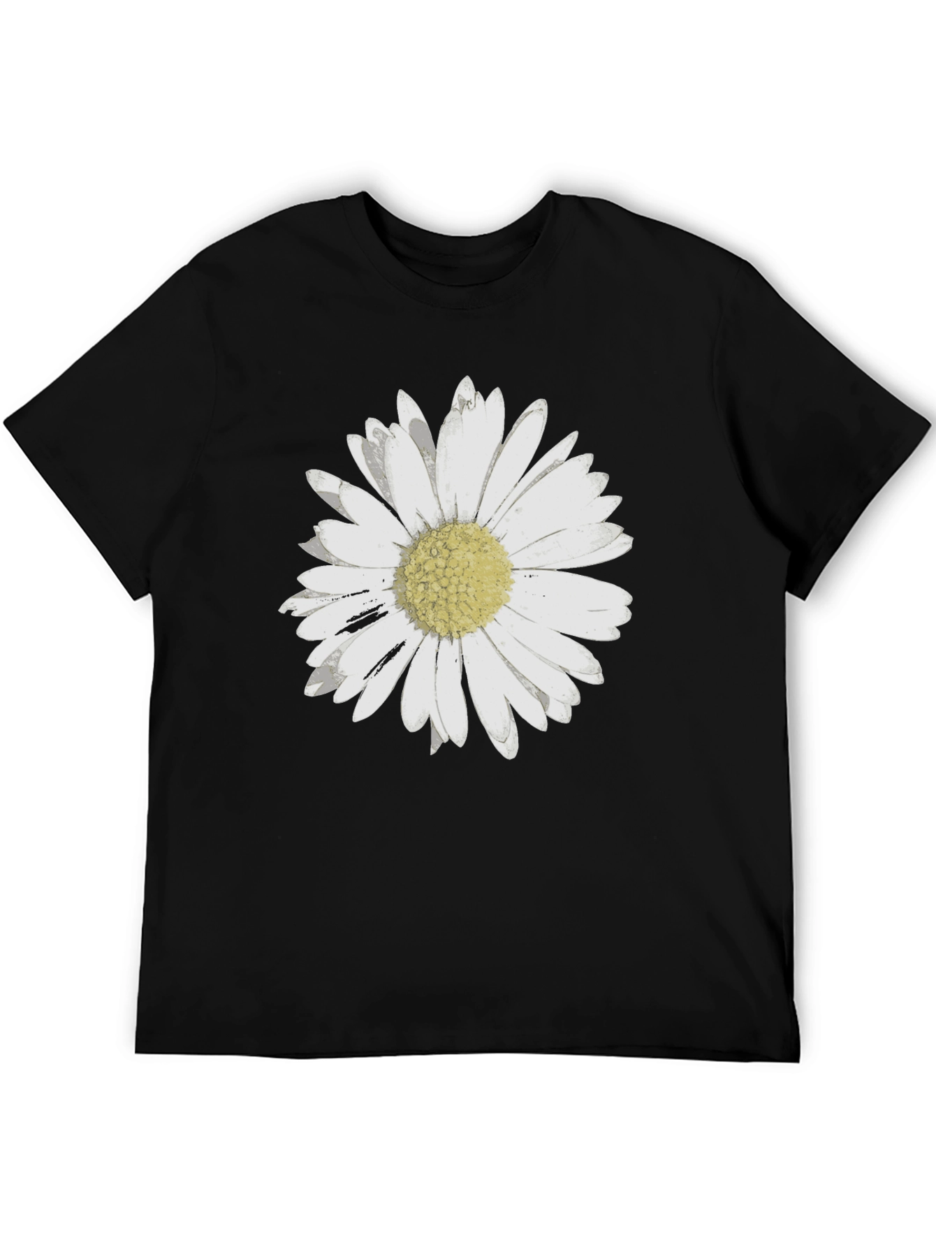 Daisy Flower Graphic Black T-Shirt