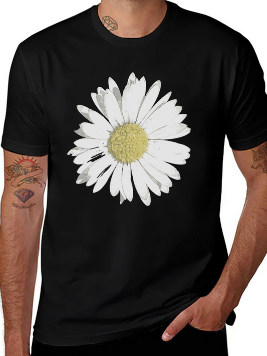 Daisy Flower Graphic Black T-Shirt