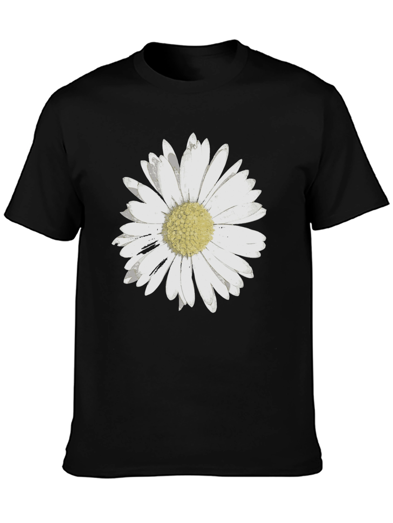 Daisy Flower Graphic Black T-Shirt