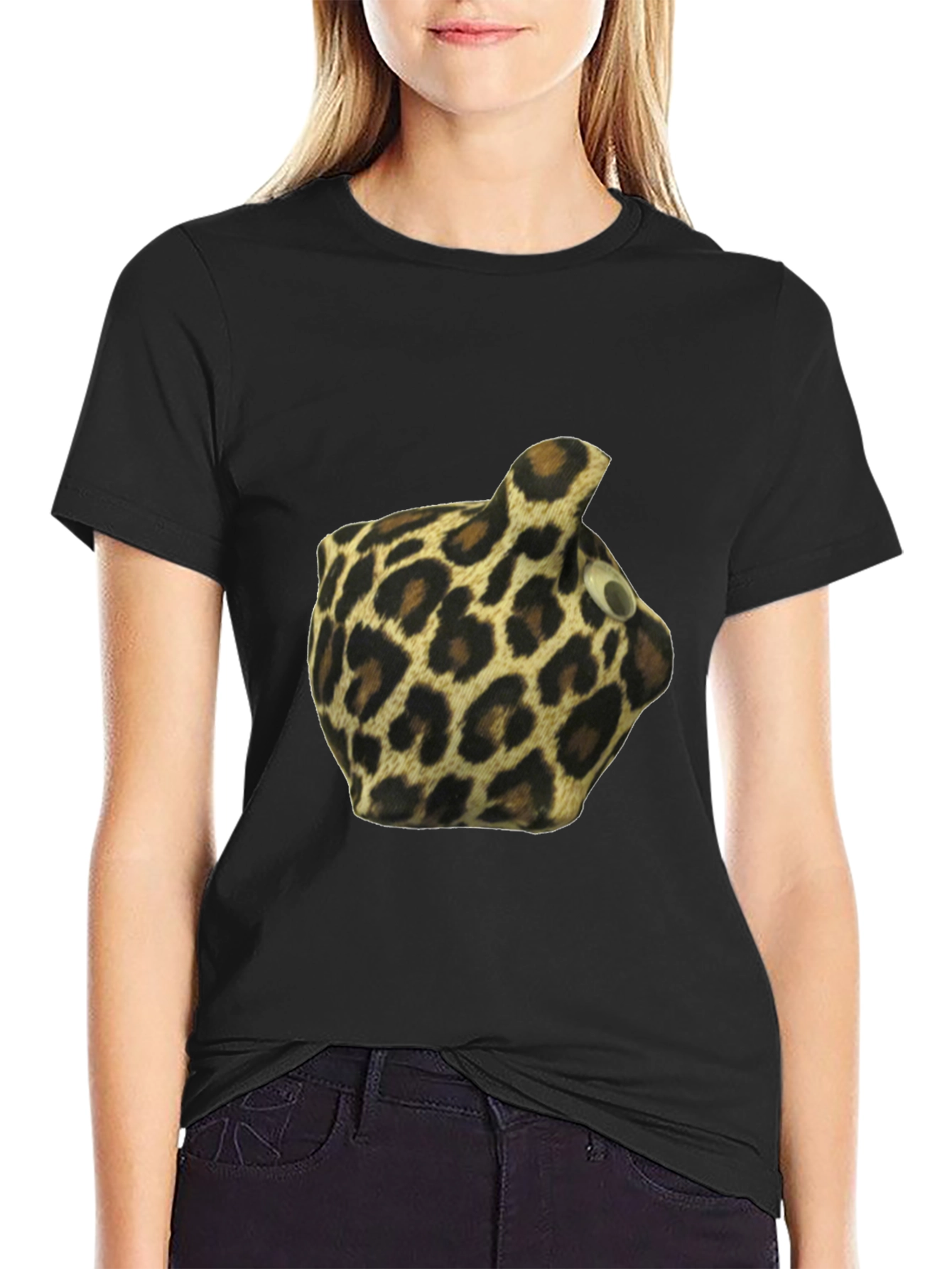Leopard Print Novelty T-Shirt - Mens Black Tee