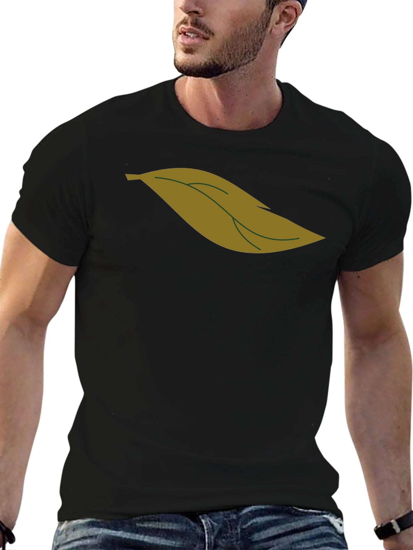 Leaf Graphic Black T-Shirt for Men