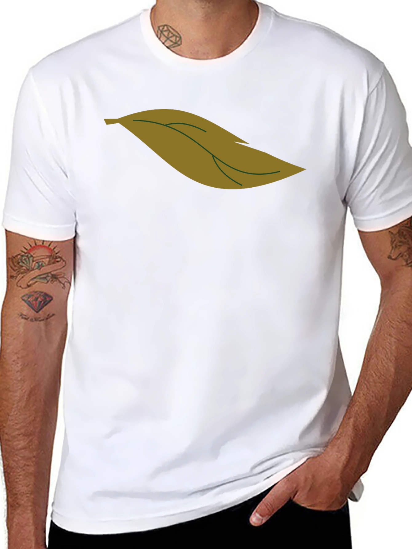 Leaf Graphic Black T-Shirt for Men