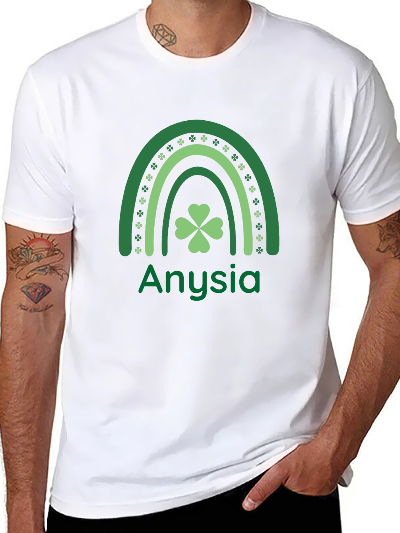 Anysia St. Patricks Day Shamrock Rainbow T-Shirt