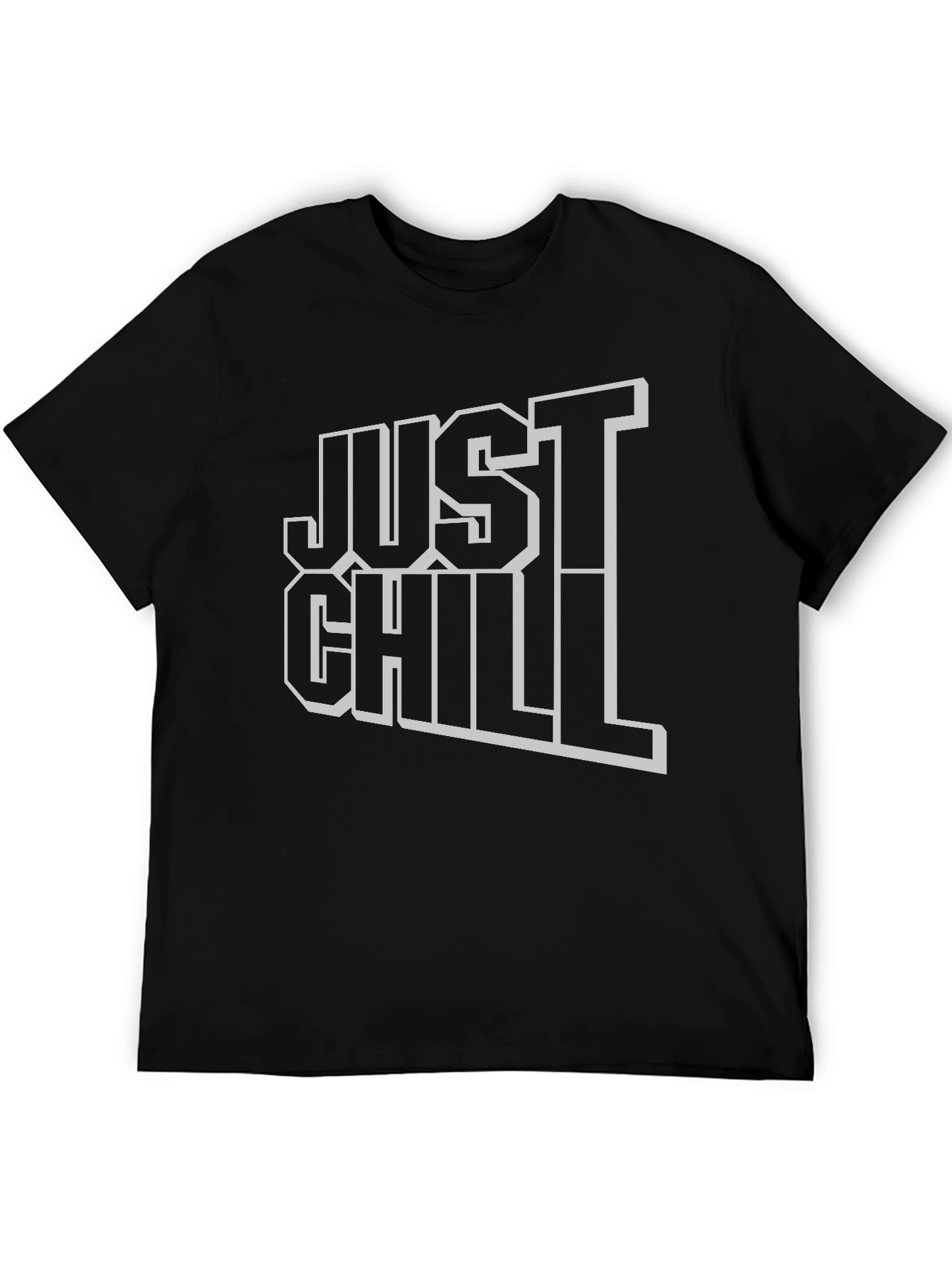 Just Chill Black Graphic Tee - Relaxed Fit