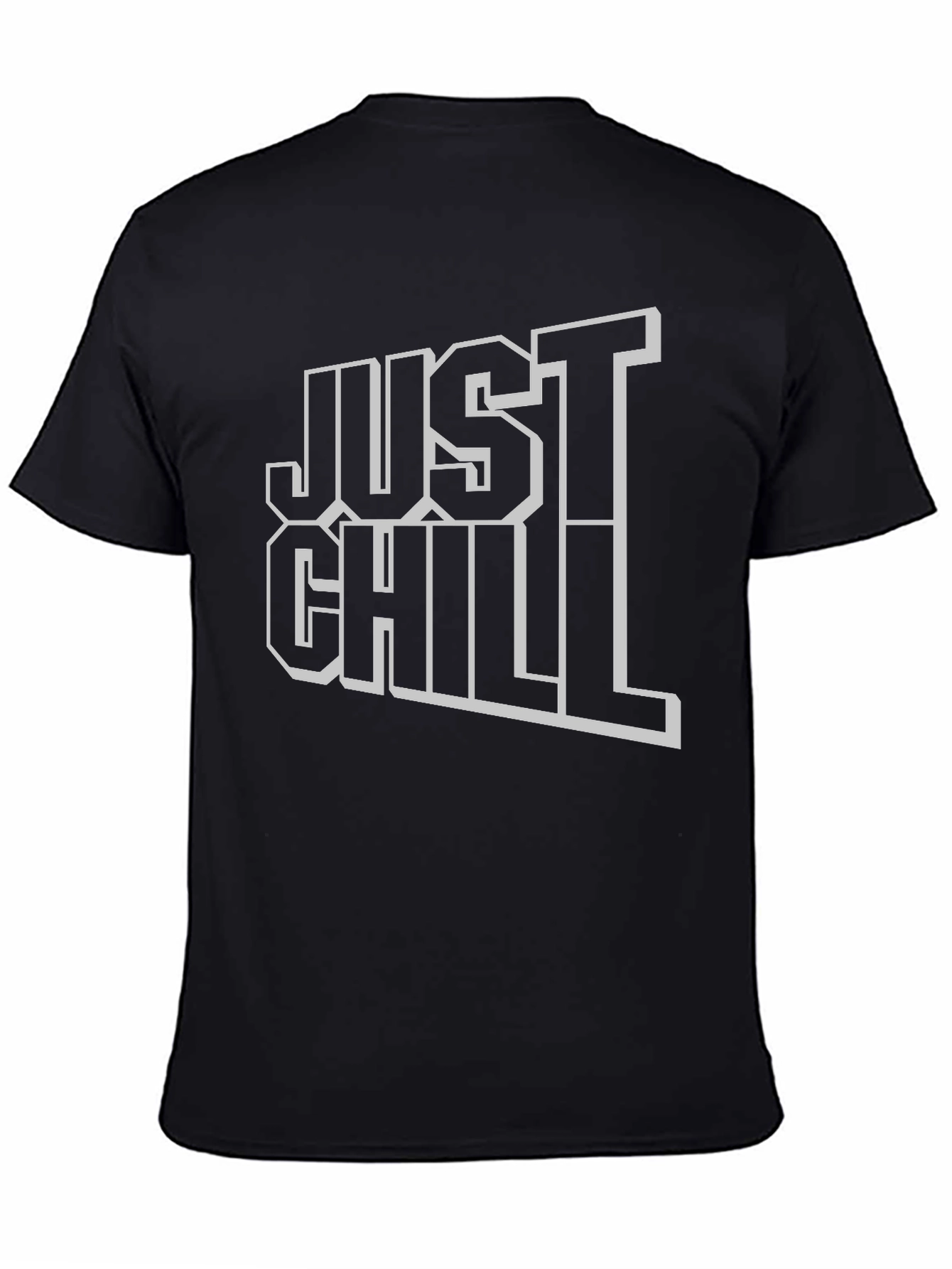 Just Chill Black Graphic Tee - Relaxed Fit