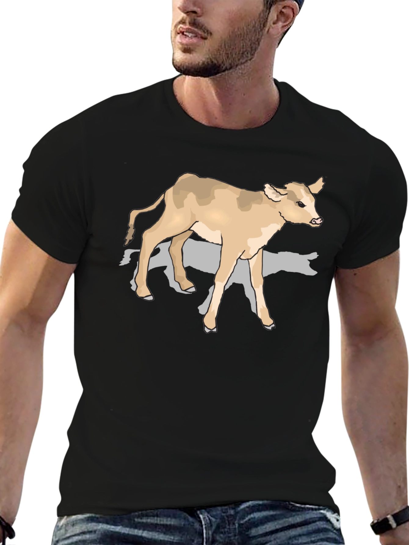 Cow Graphic Tee - Black Cotton Comfort