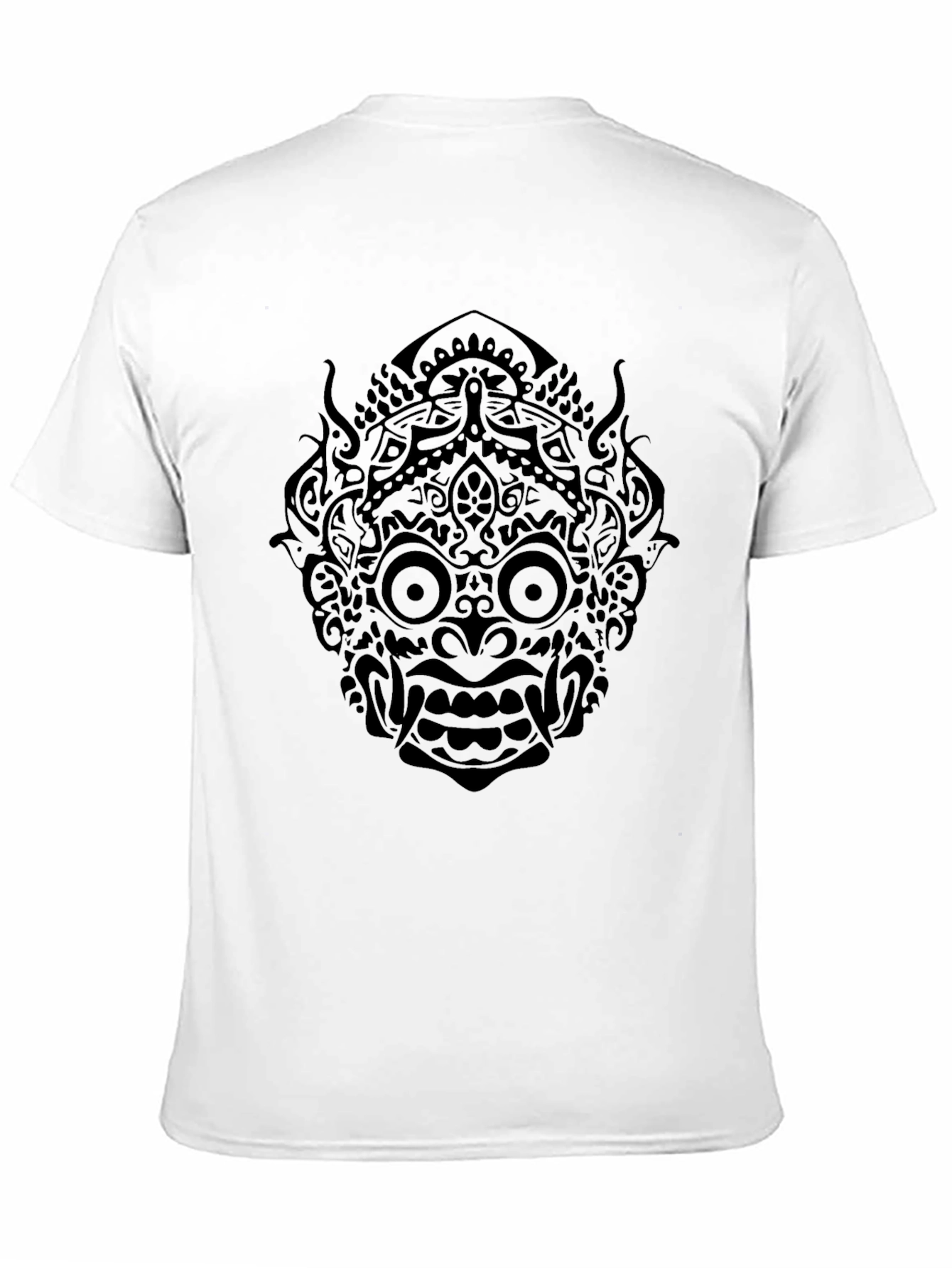 Black T-Shirt with Tribal Mask Graphic