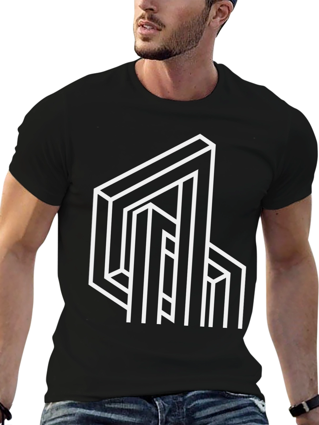 Optical Illusion Graphic Tee - Black