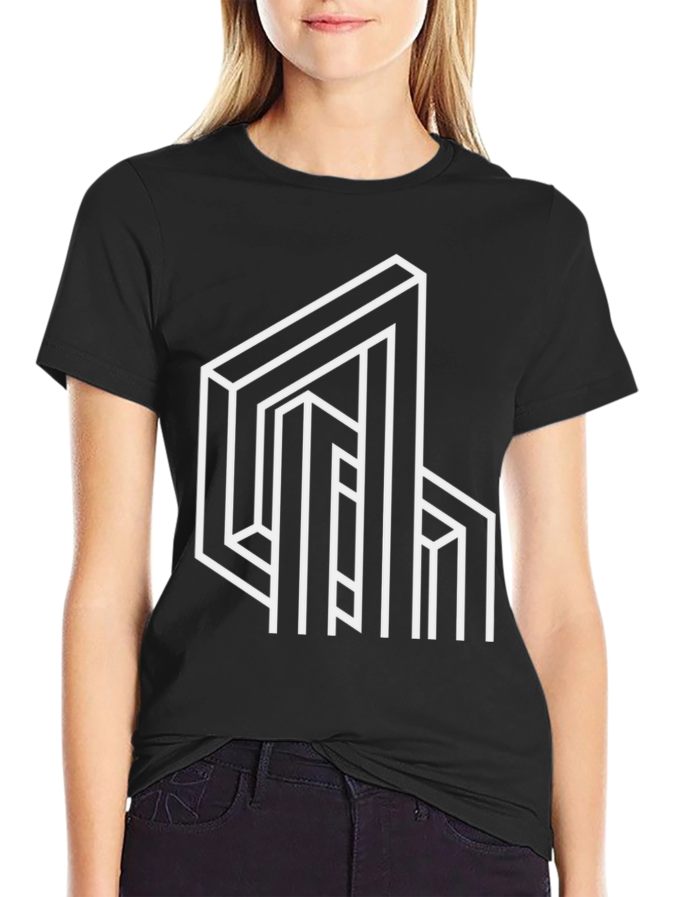 Optical Illusion Graphic Tee - Black