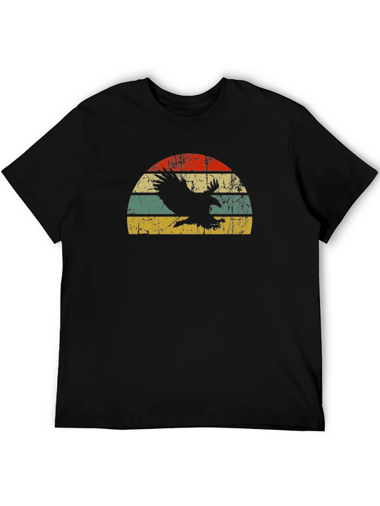 Vintage Eagle Sunset Graphic Tee - Black