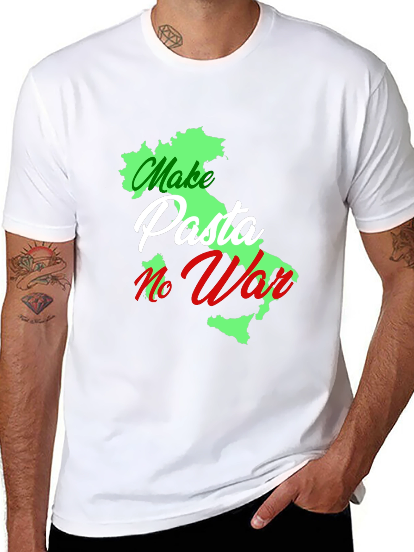 Make Pasta No War Italy Map Graphic T-Shirt