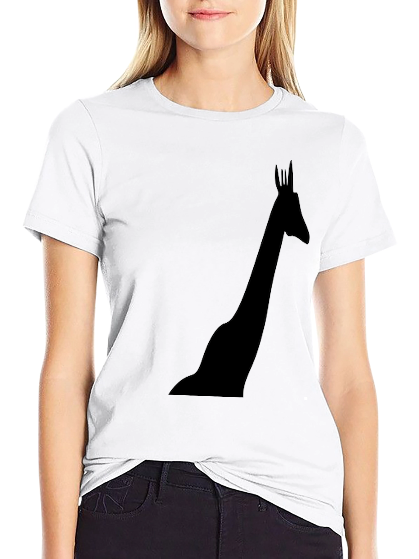 Giraffe Silhouette Black T-Shirt