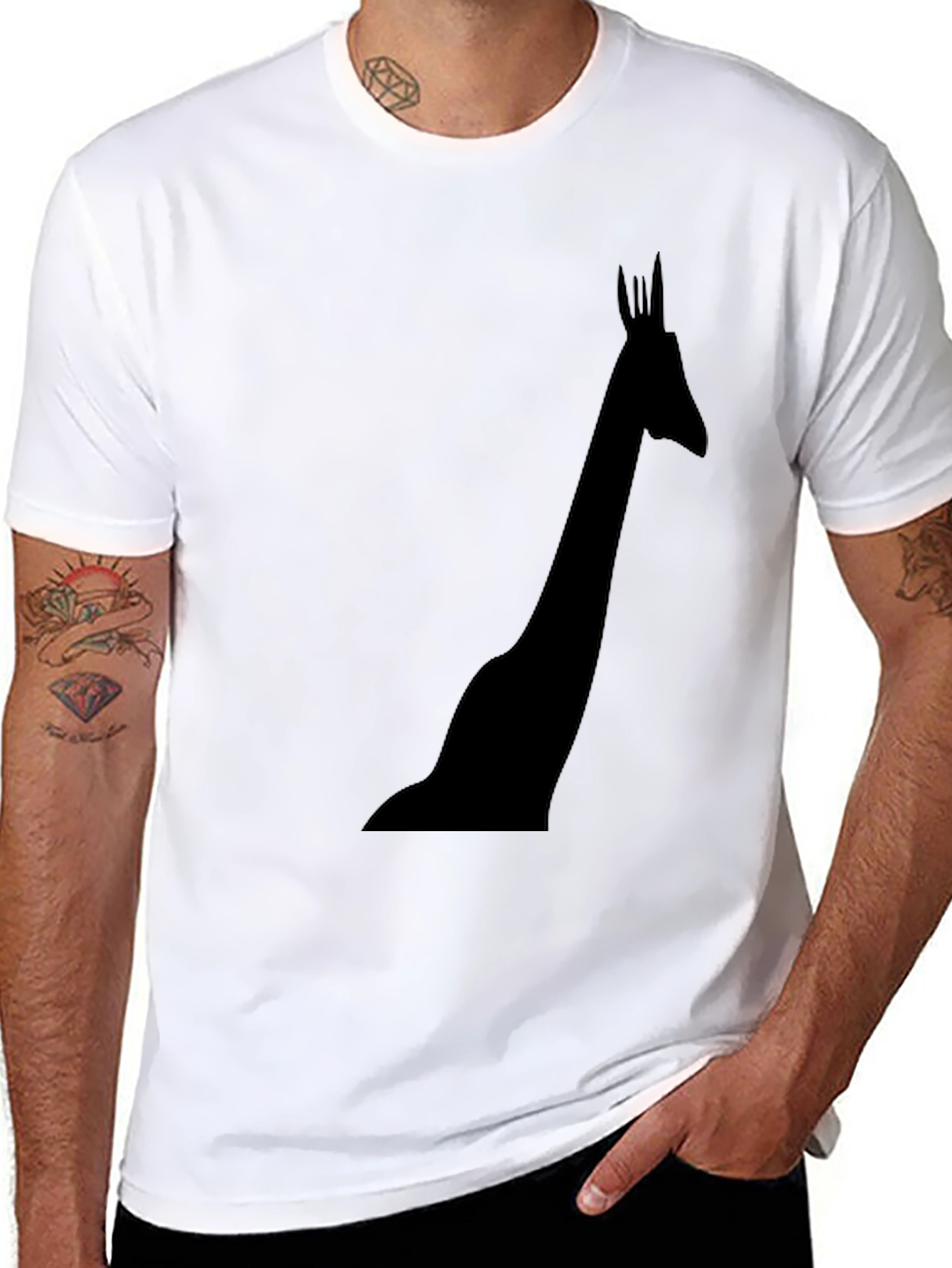 Giraffe Silhouette Black T-Shirt