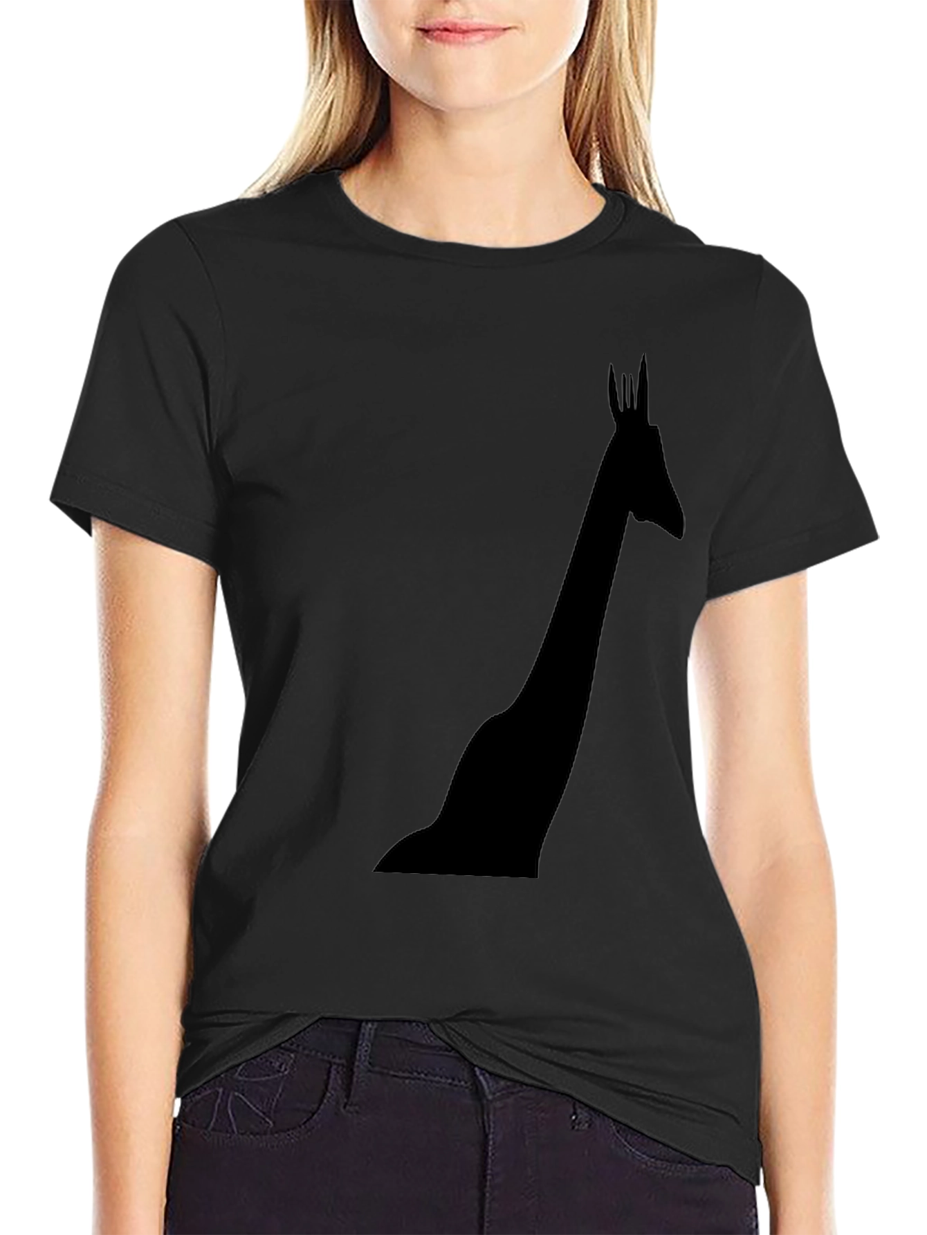 Giraffe Silhouette Black T-Shirt
