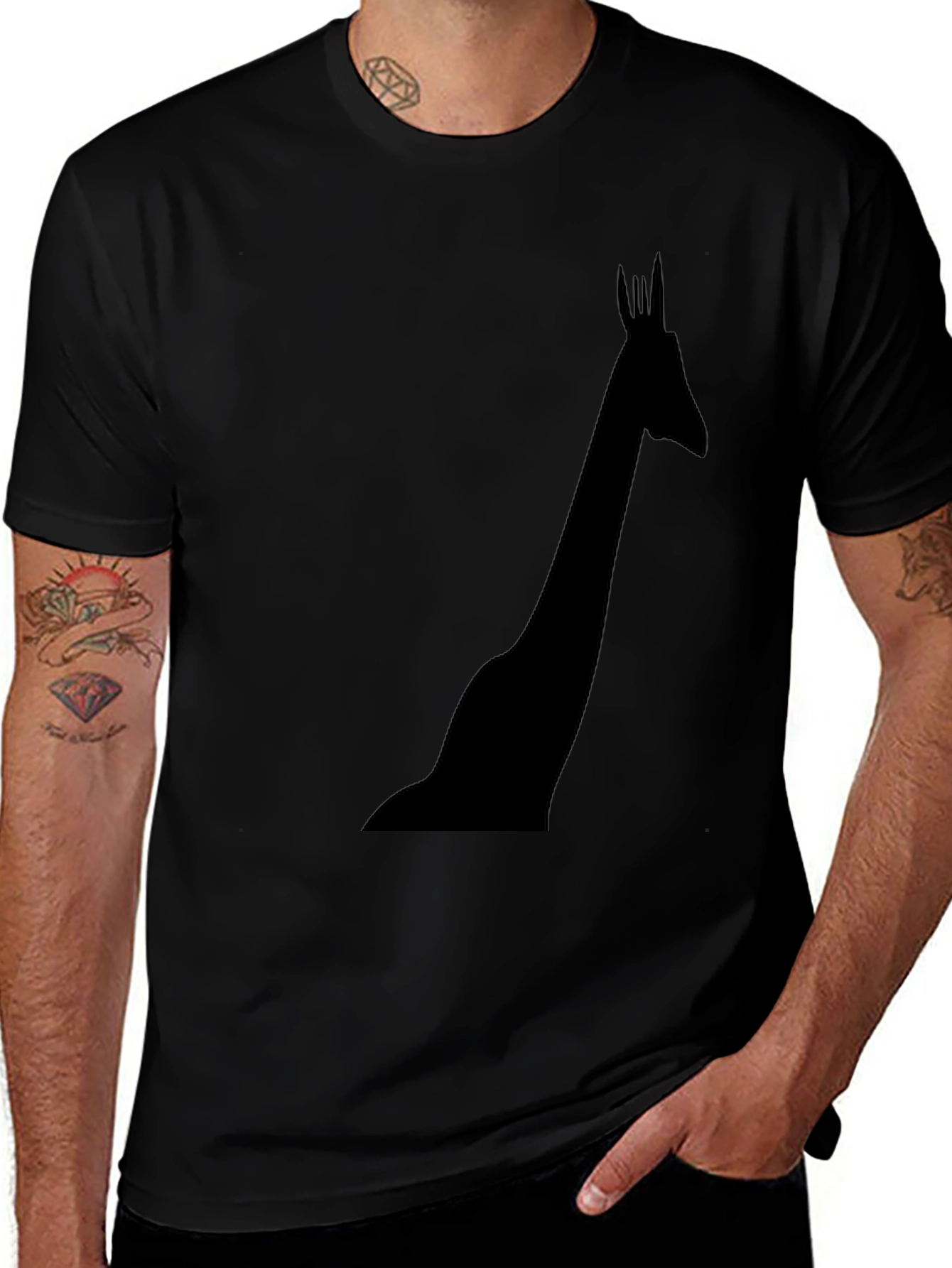 Giraffe Silhouette Black T-Shirt