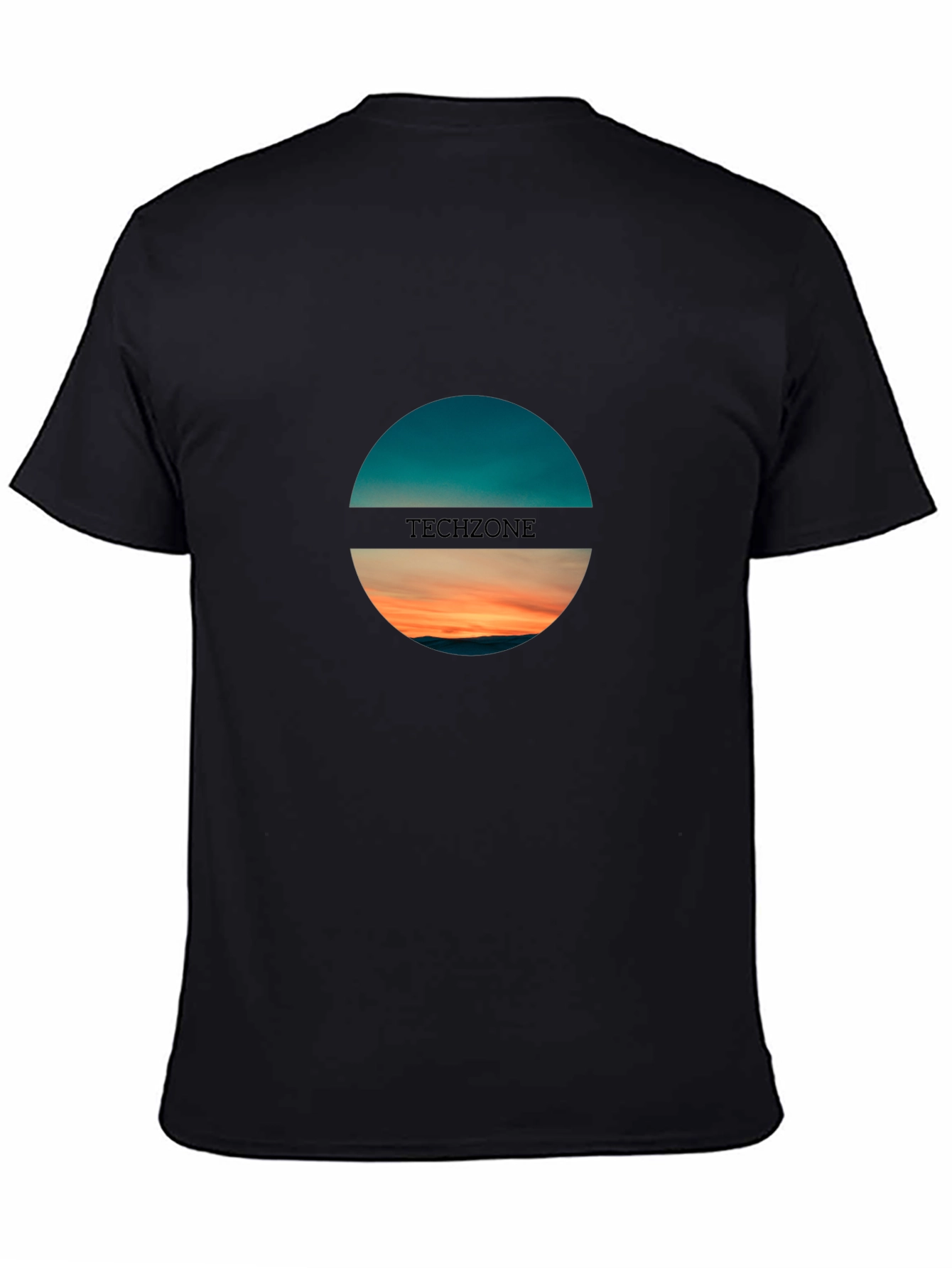 Techzone Black Graphic T-Shirt: Horizon Design
