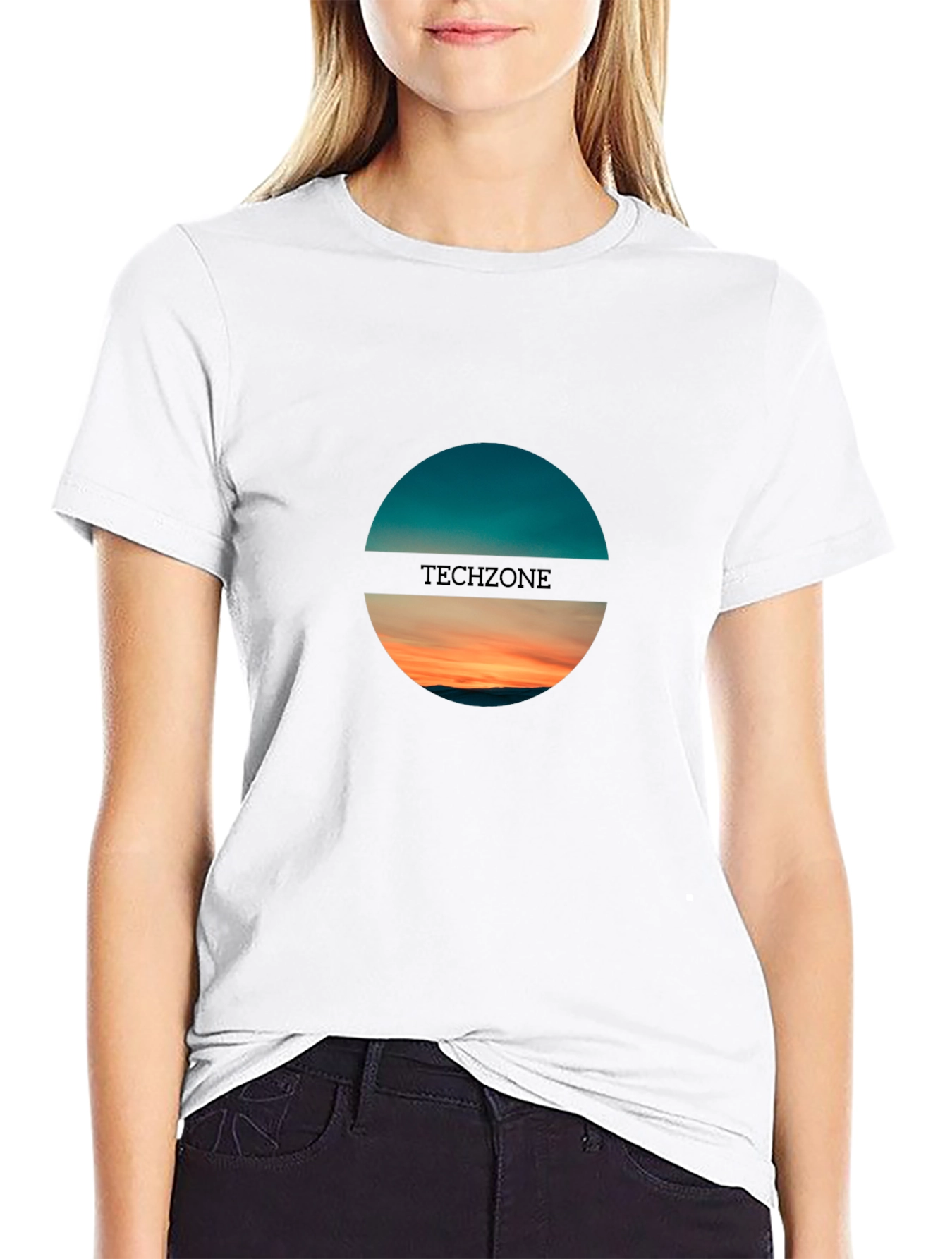 Techzone Black Graphic T-Shirt: Horizon Design