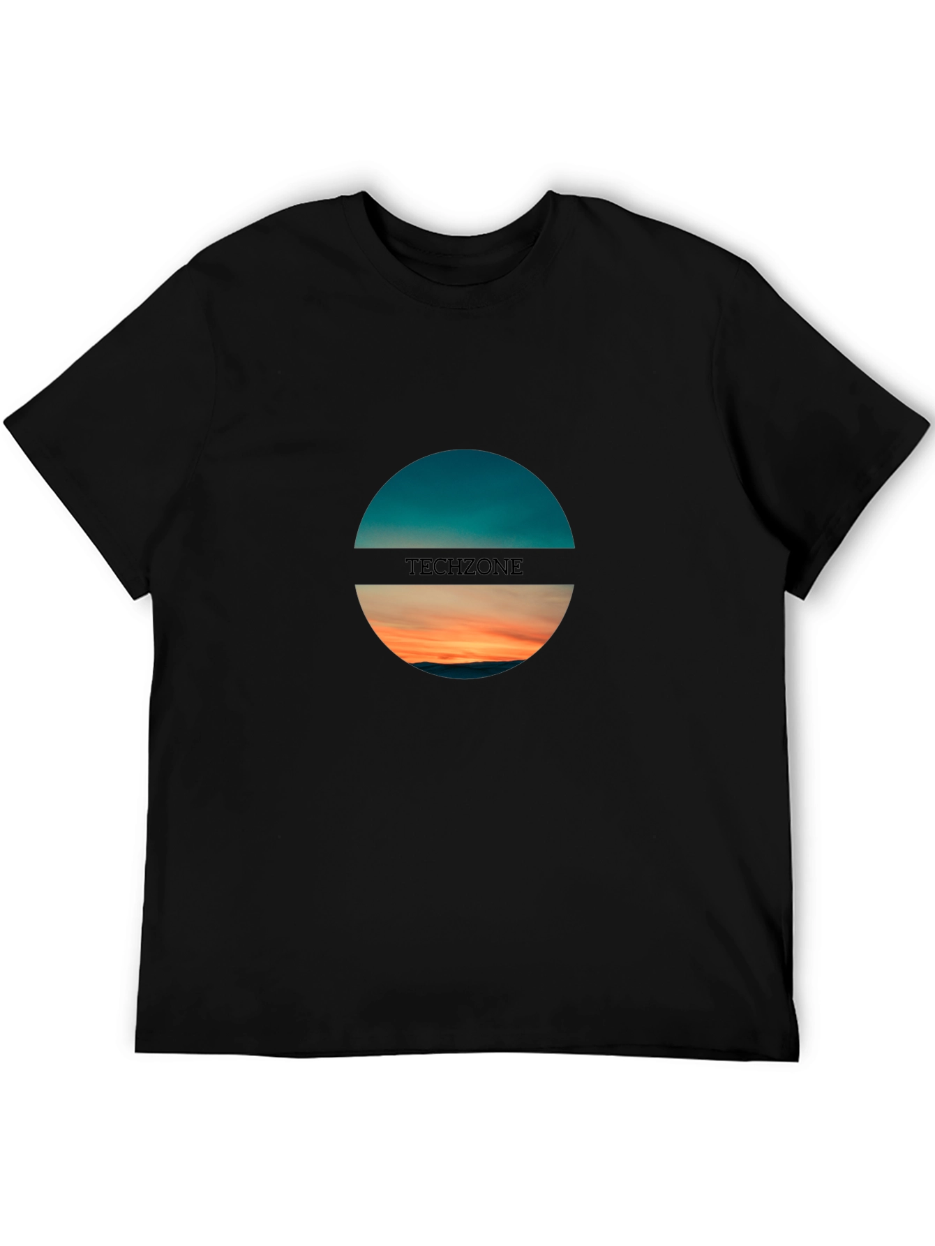 Techzone Black Graphic T-Shirt: Horizon Design