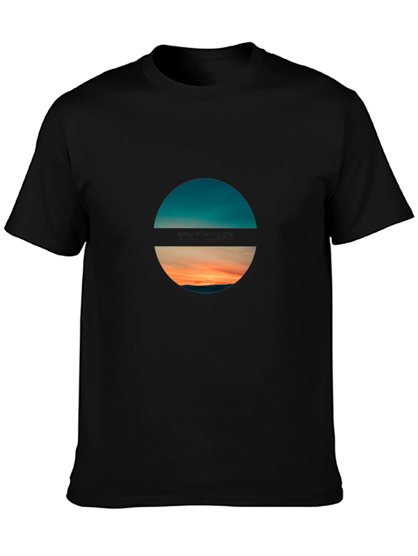 Techzone Black Graphic T-Shirt: Horizon Design