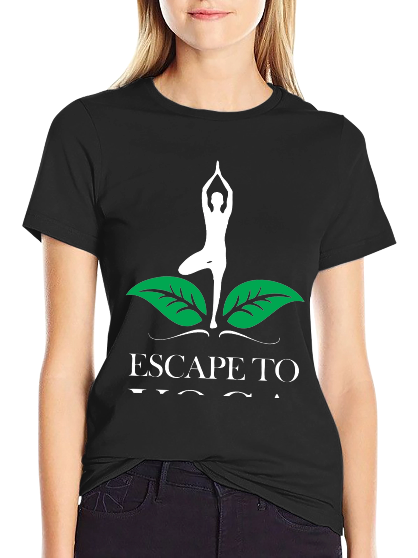 Escape To Yoga Mens Black T-Shirt