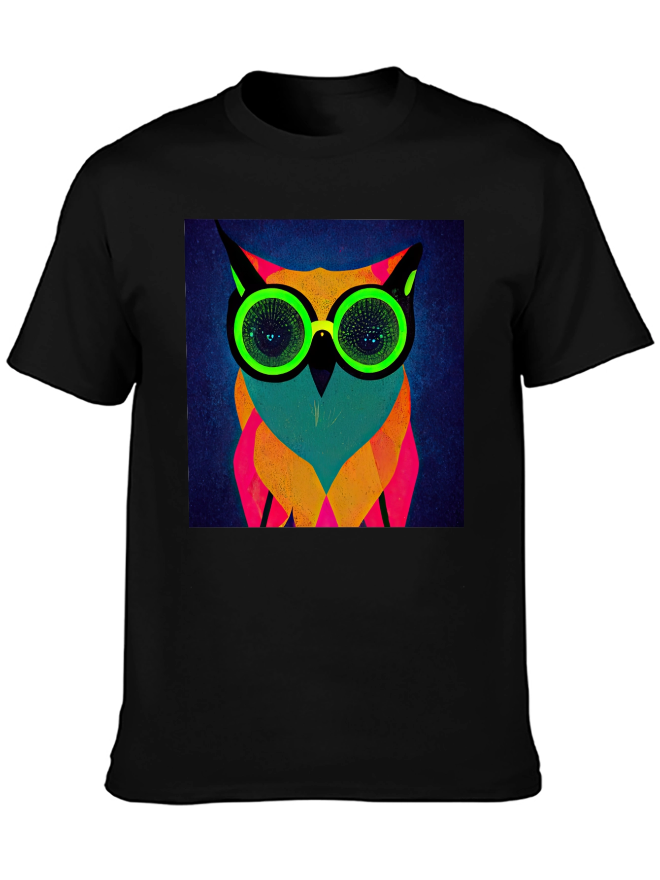 Neon Owl Graphic Tee - Modern Art T-Shirt