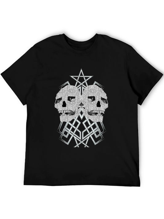 Skull Star Graphic Tee - Black Cotton Blend