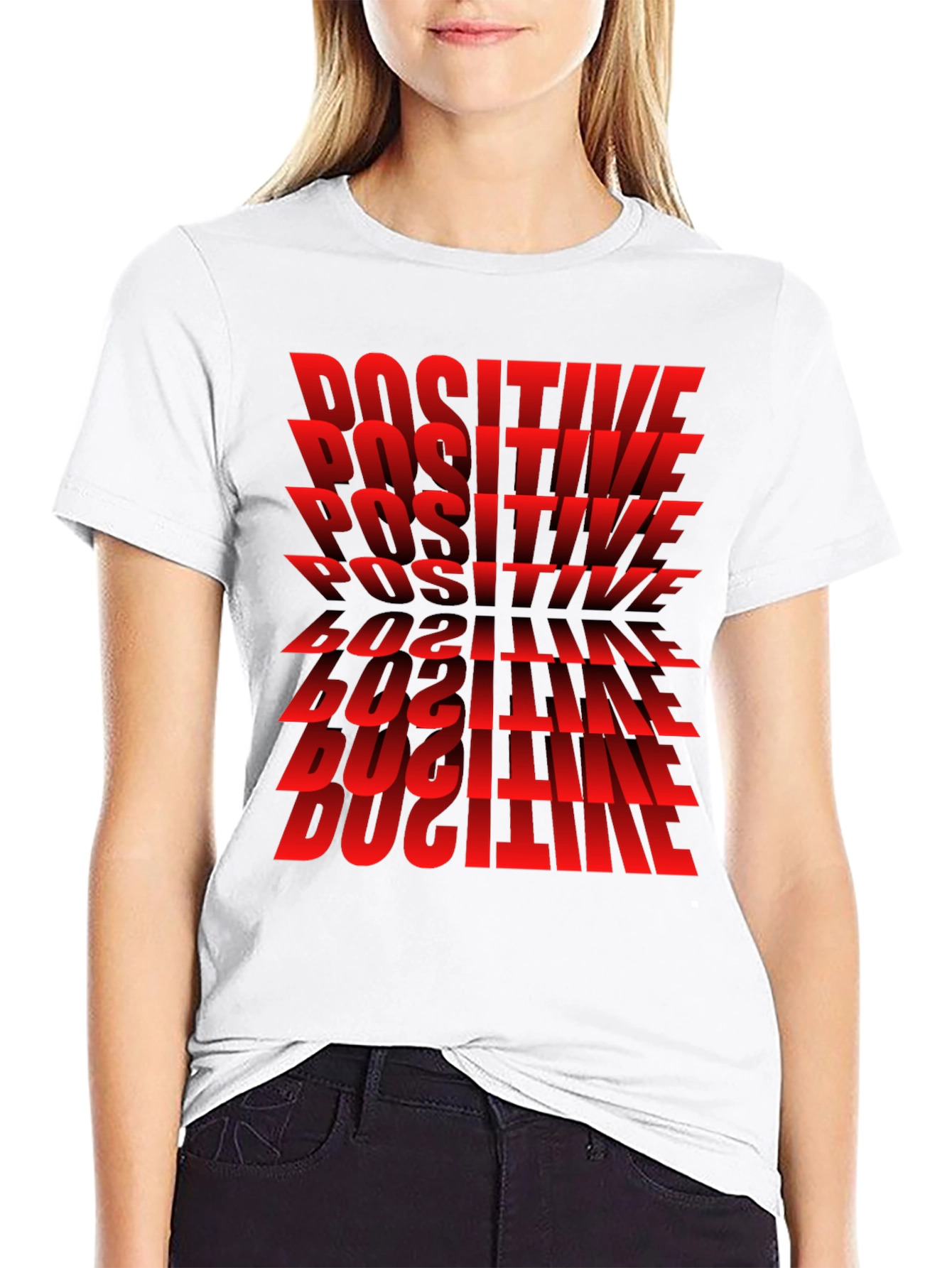 Positive Graphic T-Shirt - Bold Red Text Design