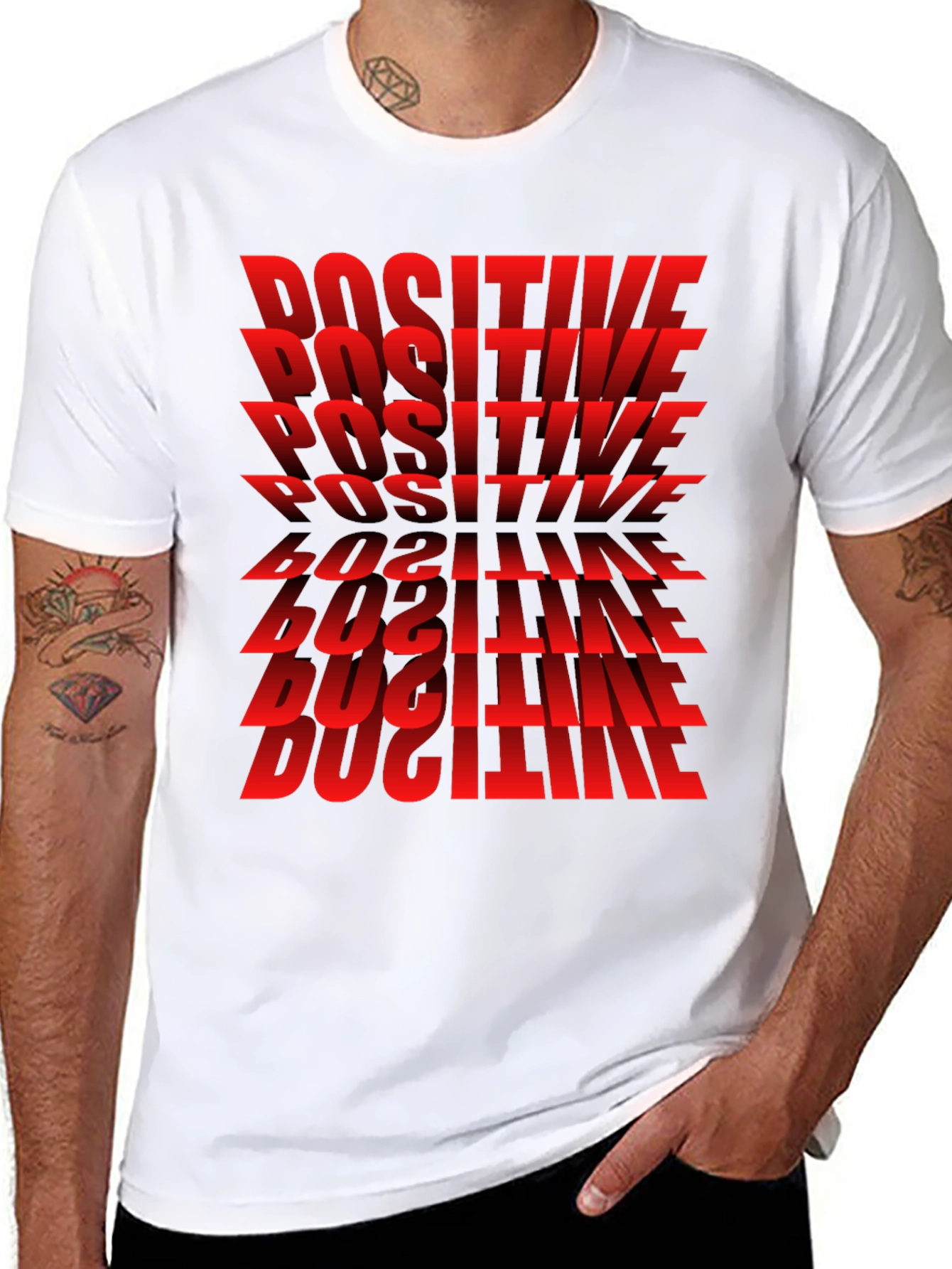 Positive Graphic T-Shirt - Bold Red Text Design
