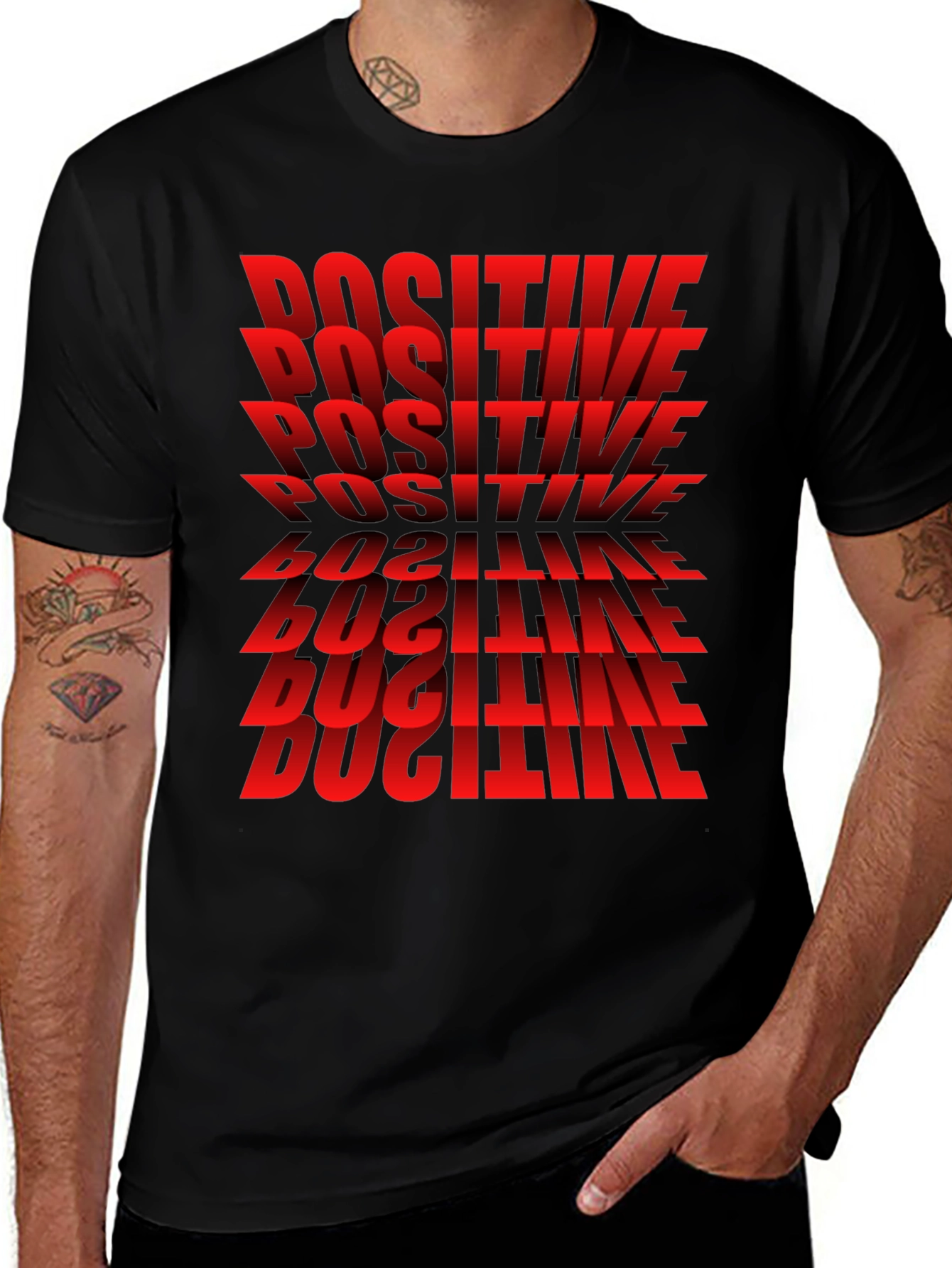 Positive Graphic T-Shirt - Bold Red Text Design