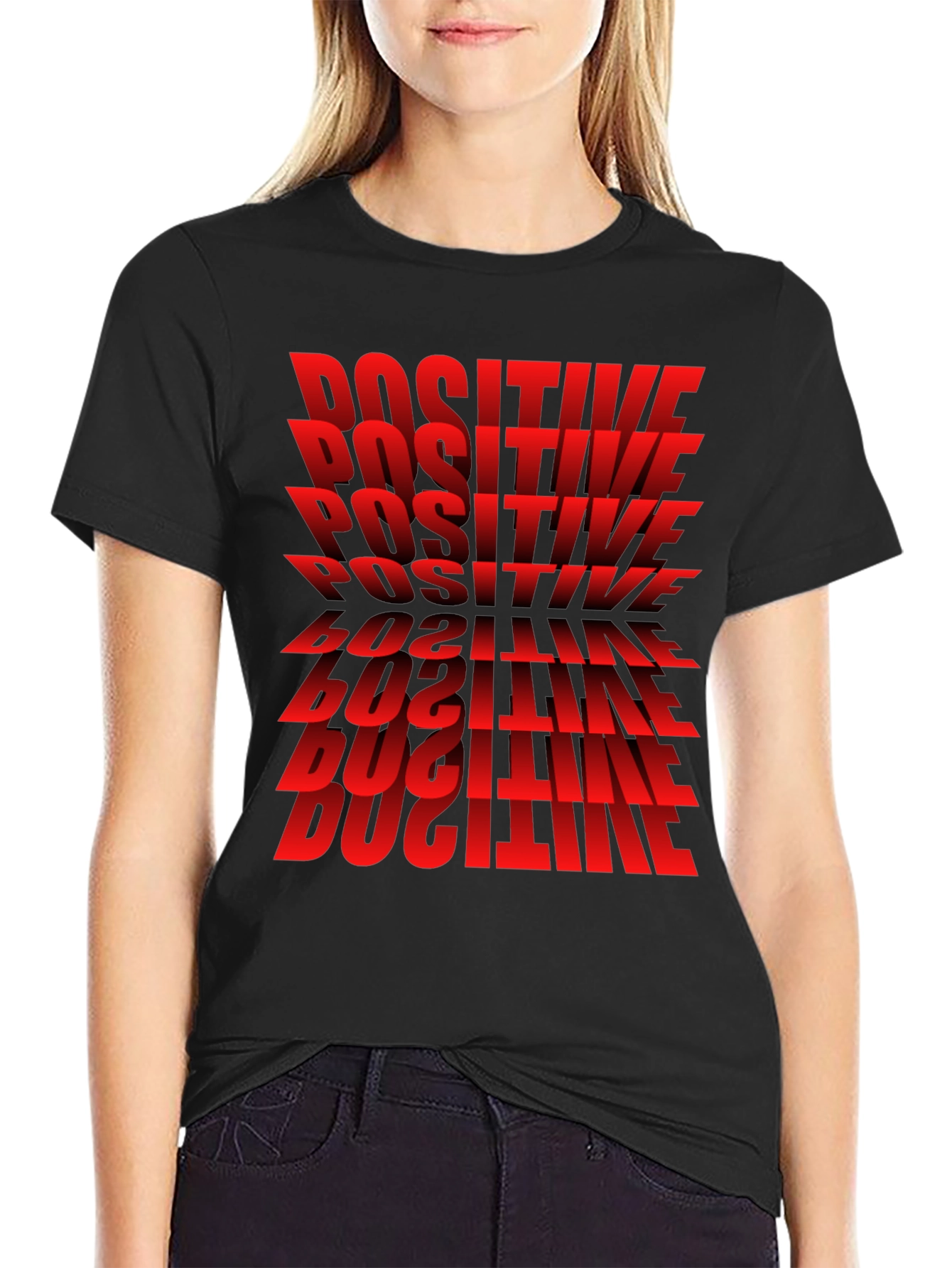 Positive Graphic T-Shirt - Bold Red Text Design