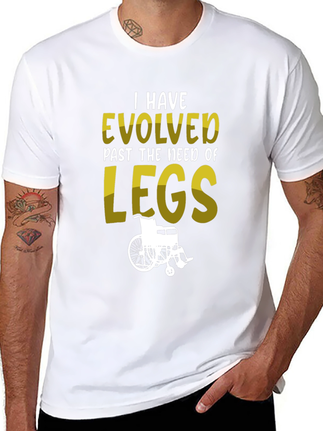 Evolved Past Legs T-Shirt - Wheelchair Humor Tee