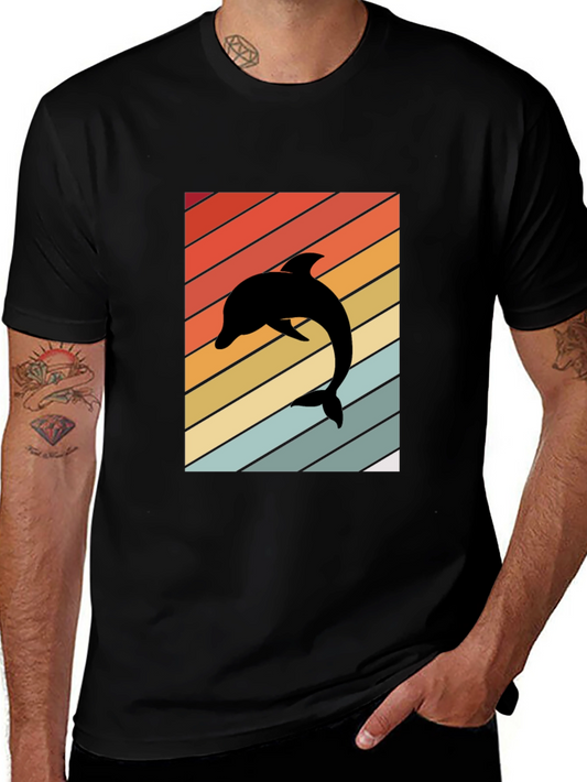 Retro Dolphin Black T-Shirt