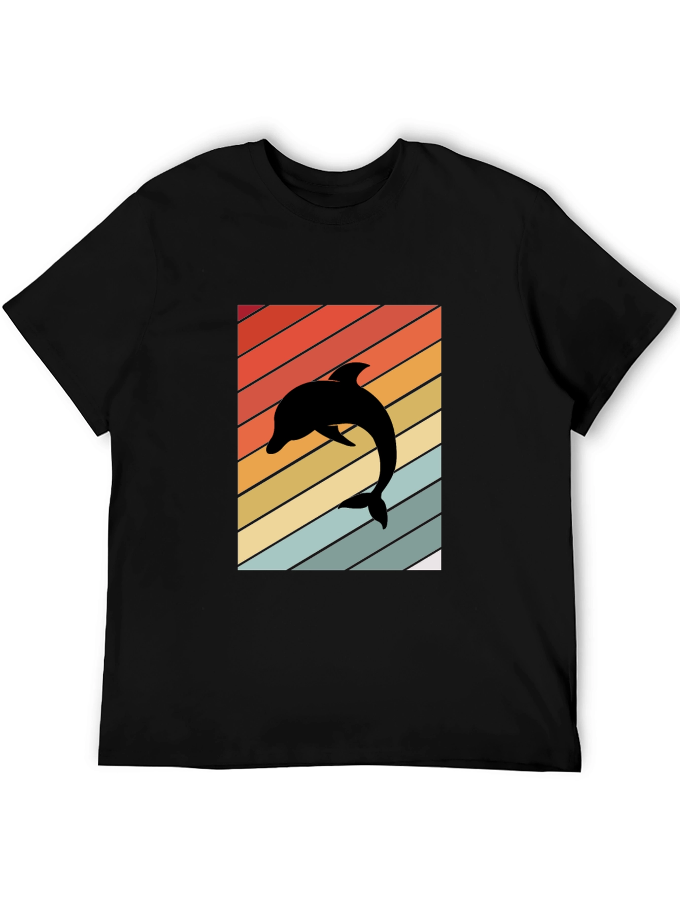 Retro Dolphin Black T-Shirt