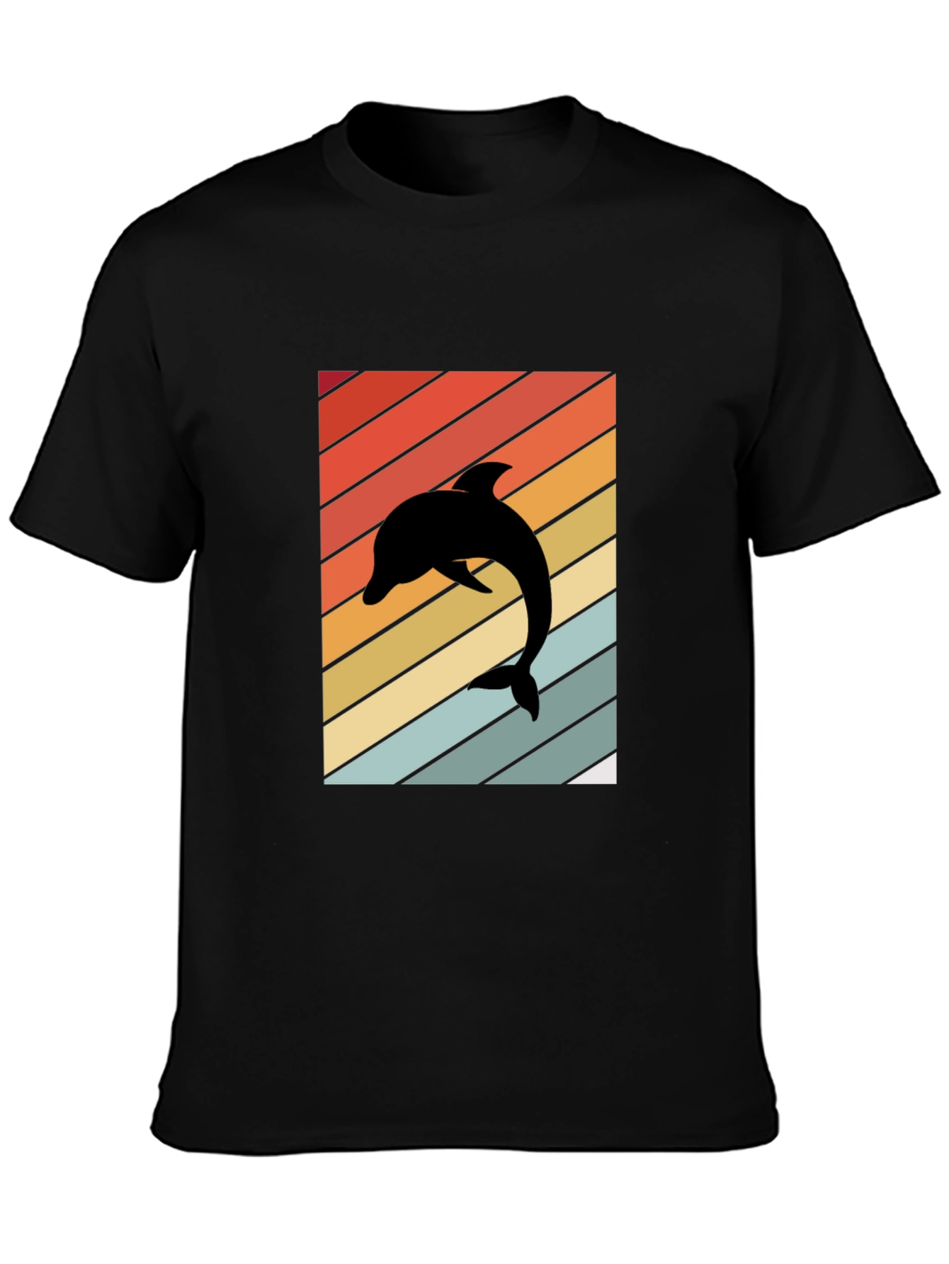 Retro Dolphin Black T-Shirt