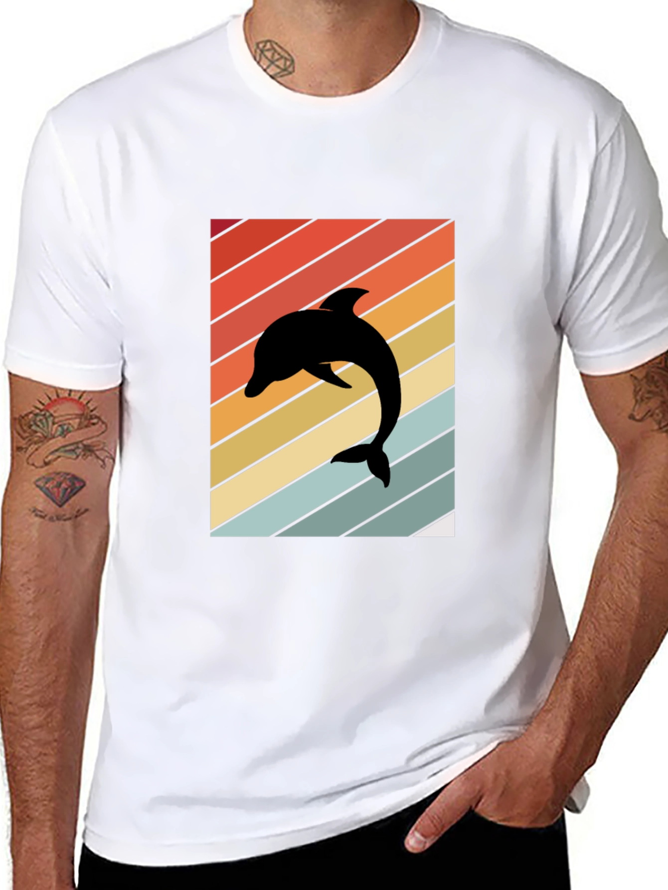 Retro Dolphin Black T-Shirt
