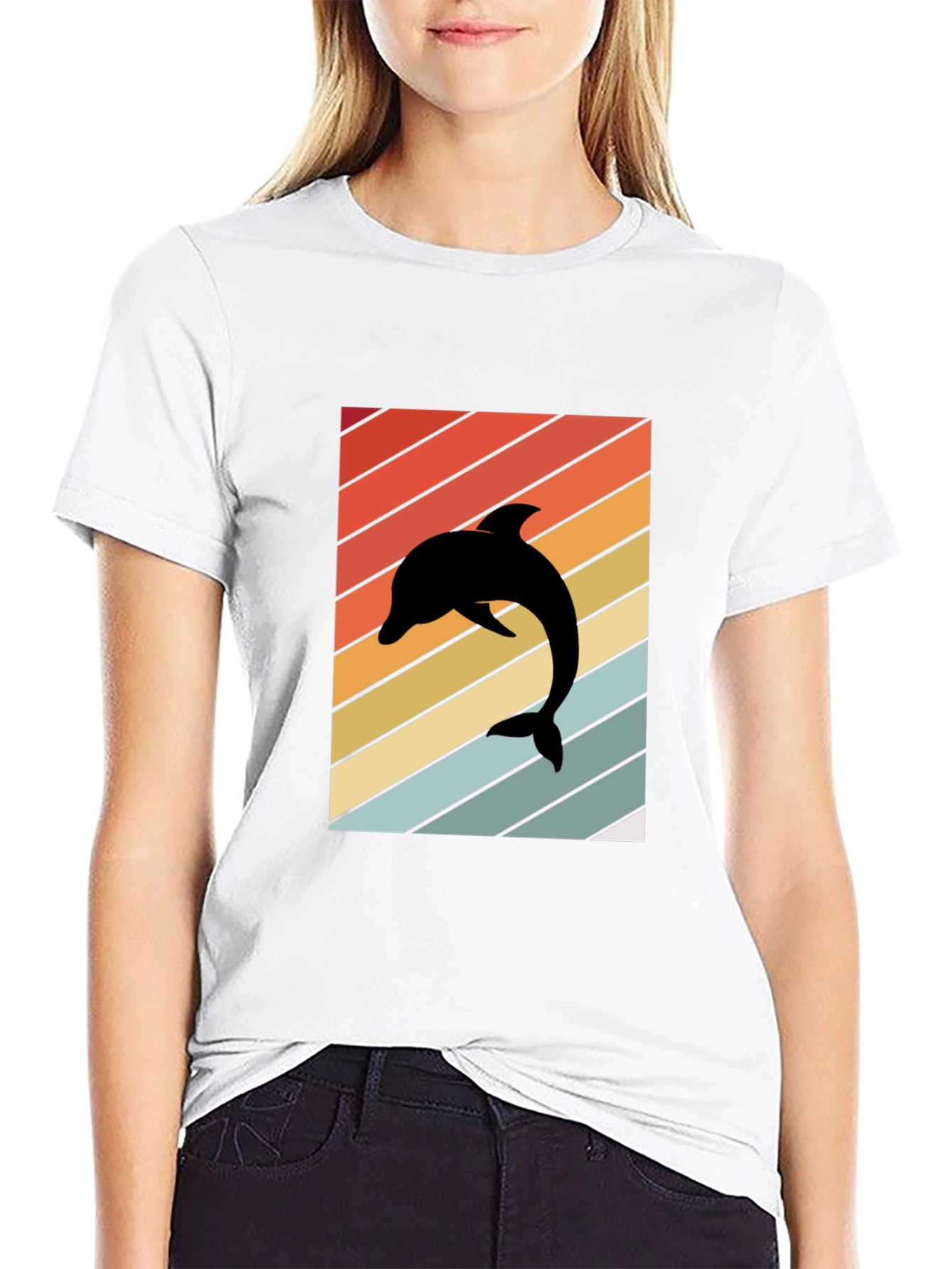 Retro Dolphin Black T-Shirt