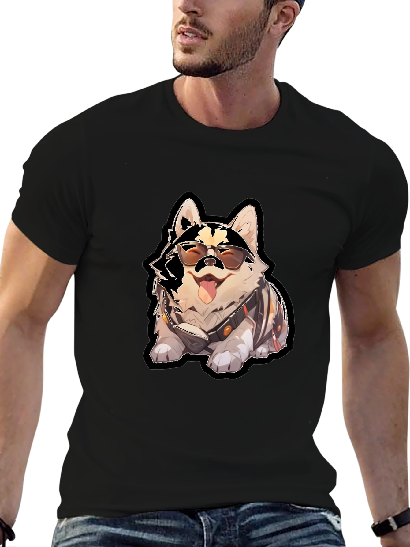Cool Dog Graphic Black T-Shirt