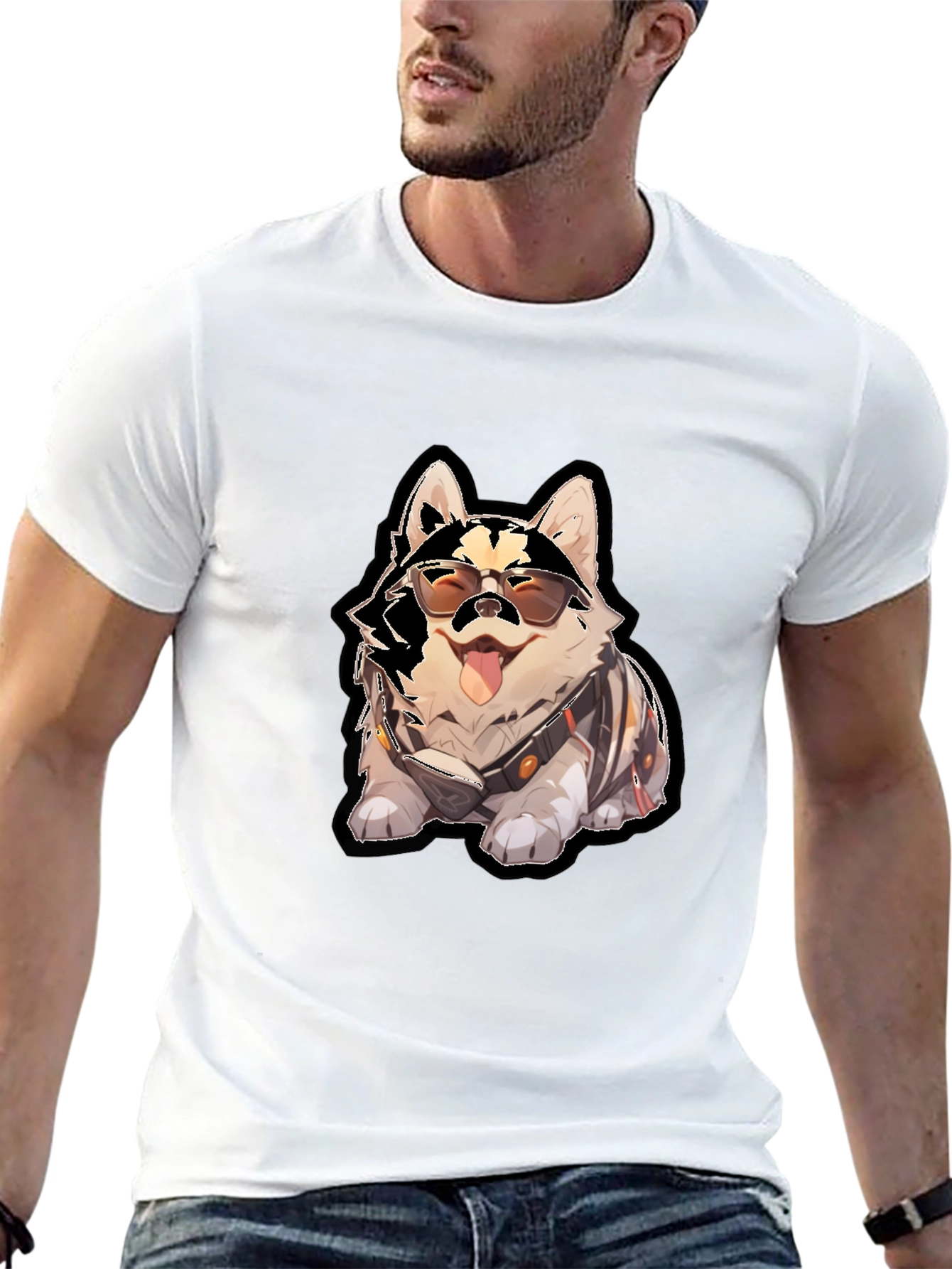 Cool Dog Graphic Black T-Shirt